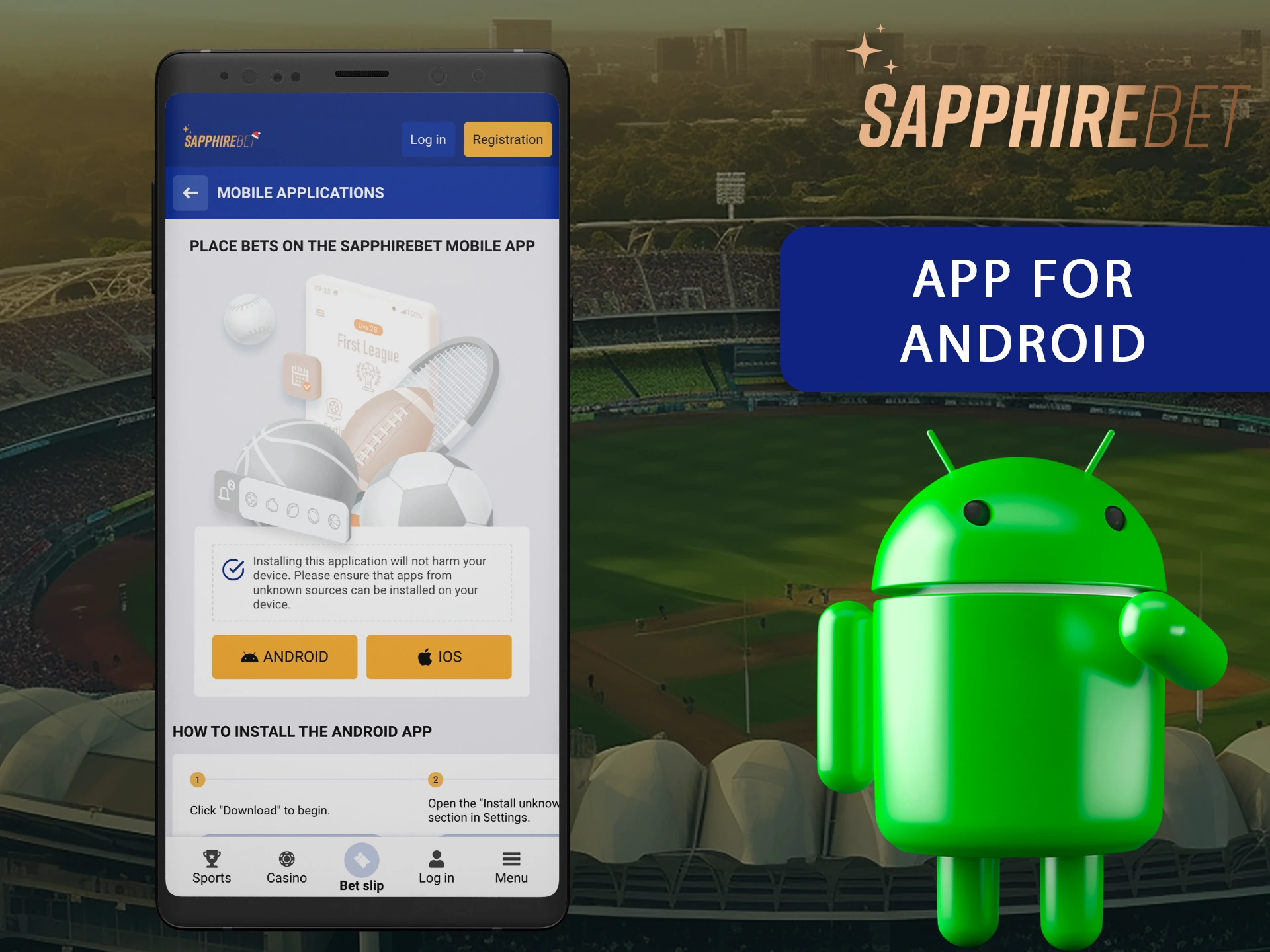 Place your bets on the Sapphirebet mobile app for Android.