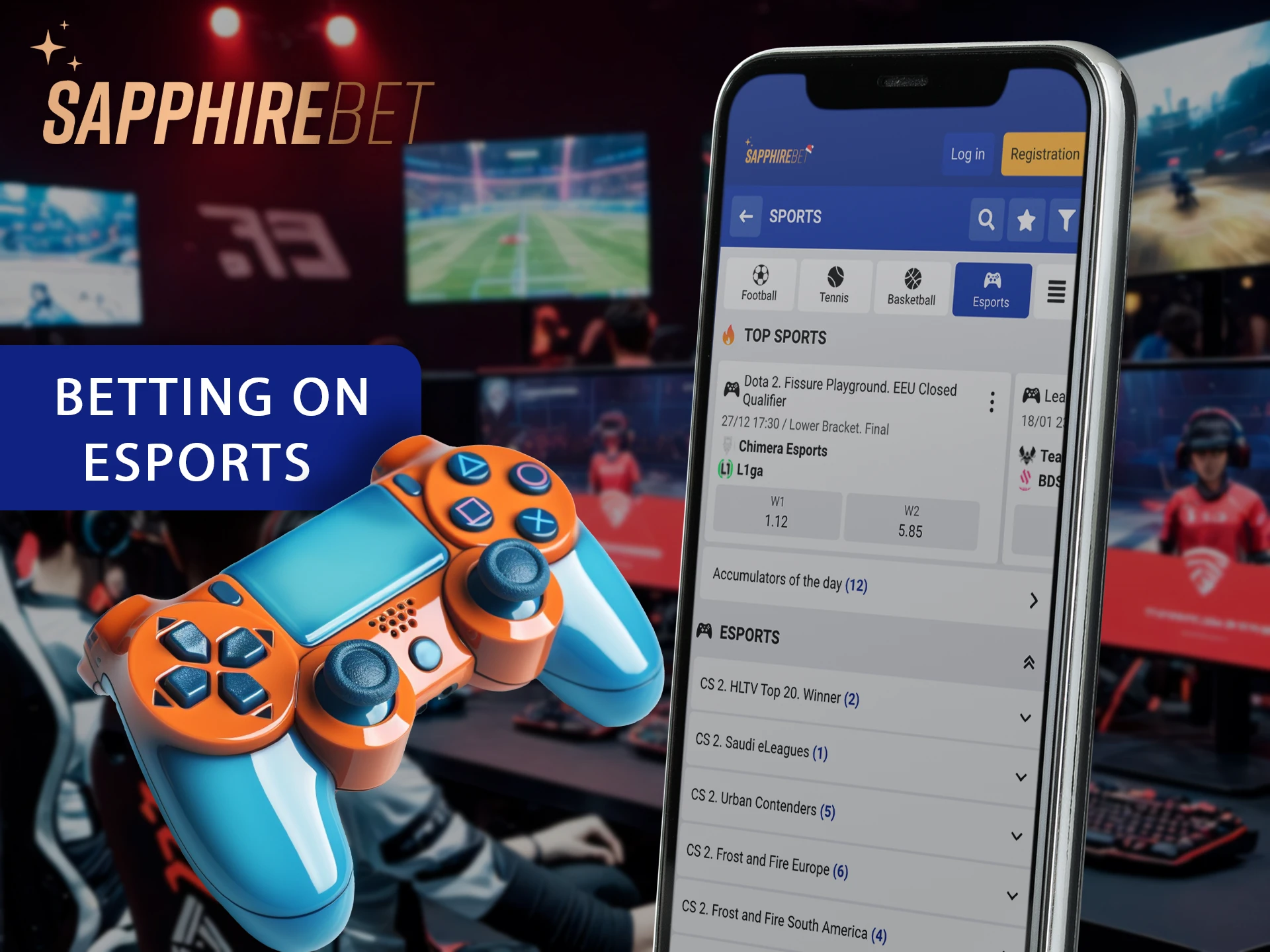 Make your selection in the Esport section of betting on the Sapphirebet app.