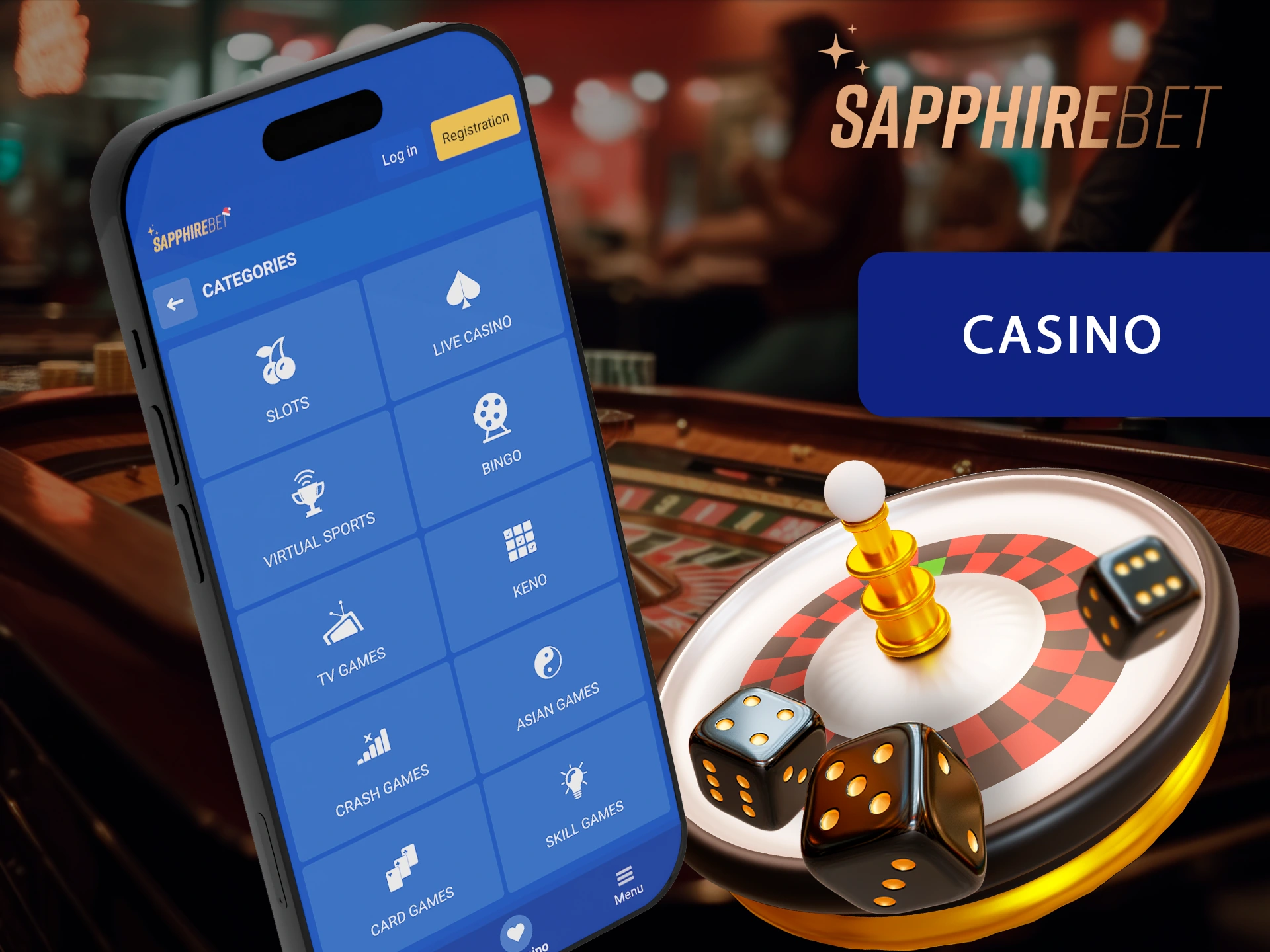 Find the right type of casino games for you on the Sapphirebet app.