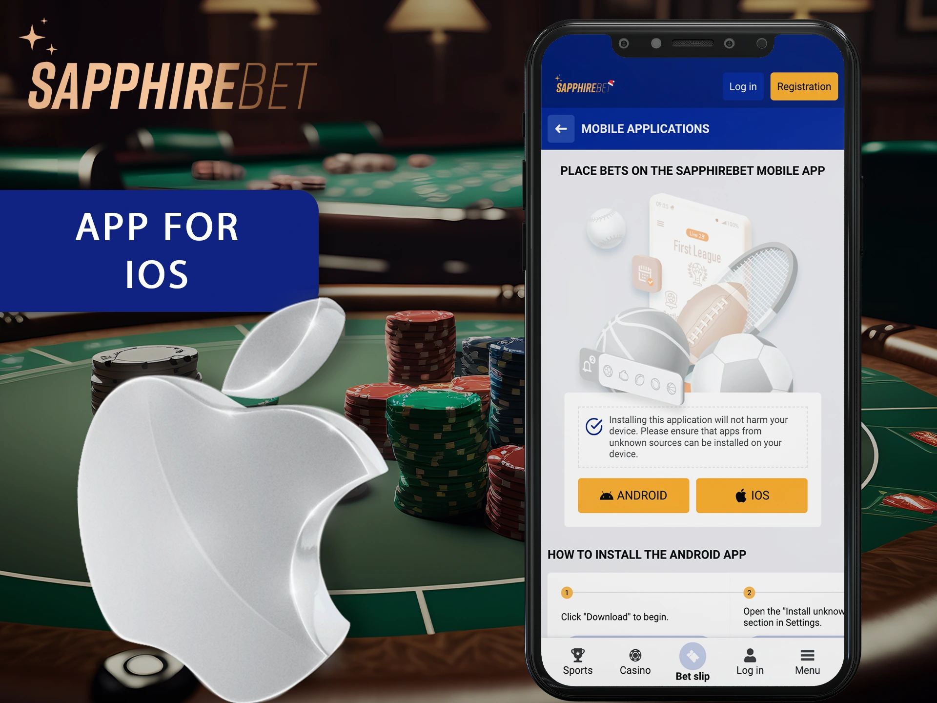 Install the Sapphirebet app on your iOS device for convenient betting.