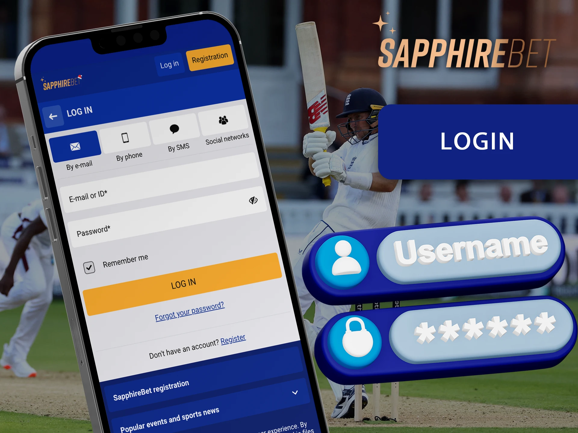 Use your account to bet on the Sapphirebet app.