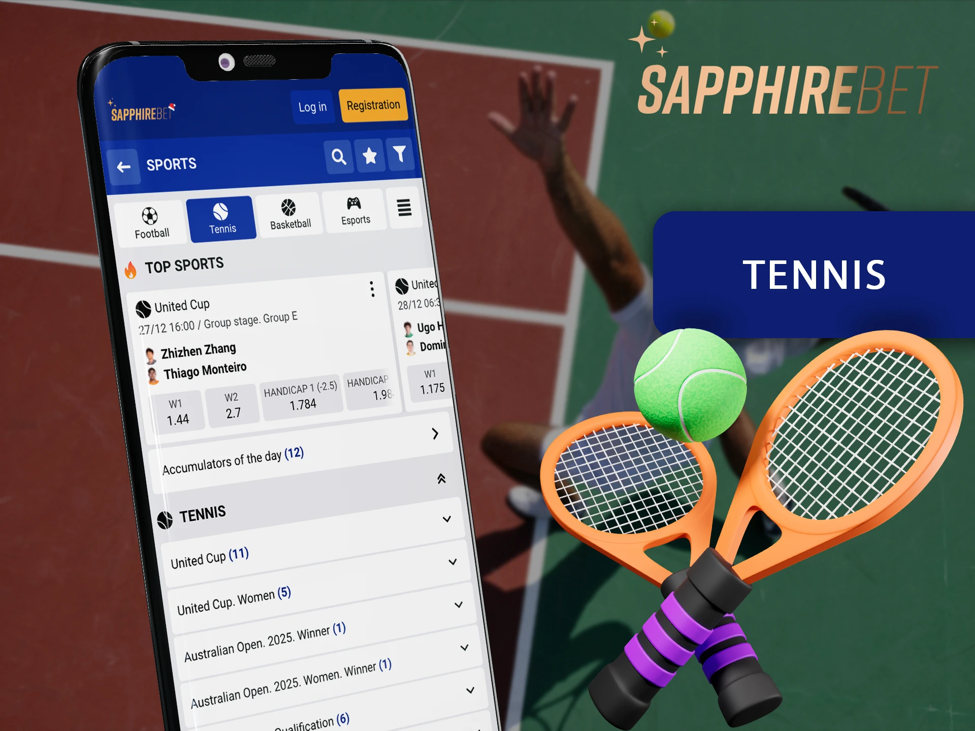 Pick the best player in tennis tournaments using Sapphirebet apps.