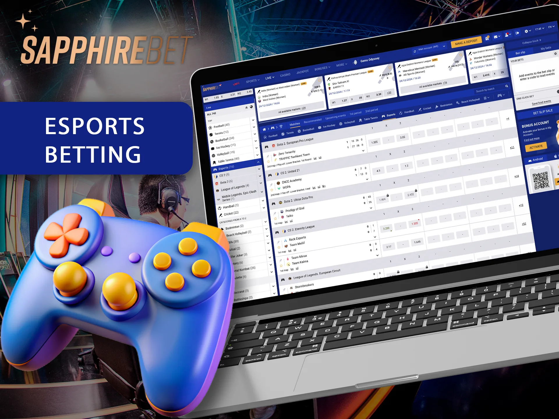 Choose your game and and team in Esport betting at Sapphirebet.