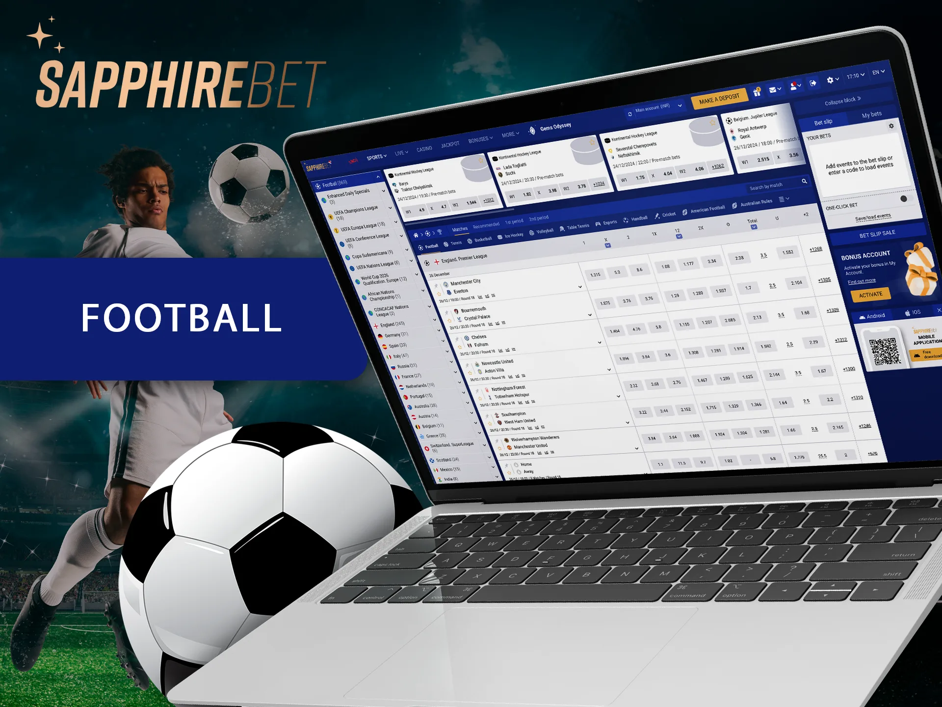 Make predictions on soccer matches with Sapphirebet.