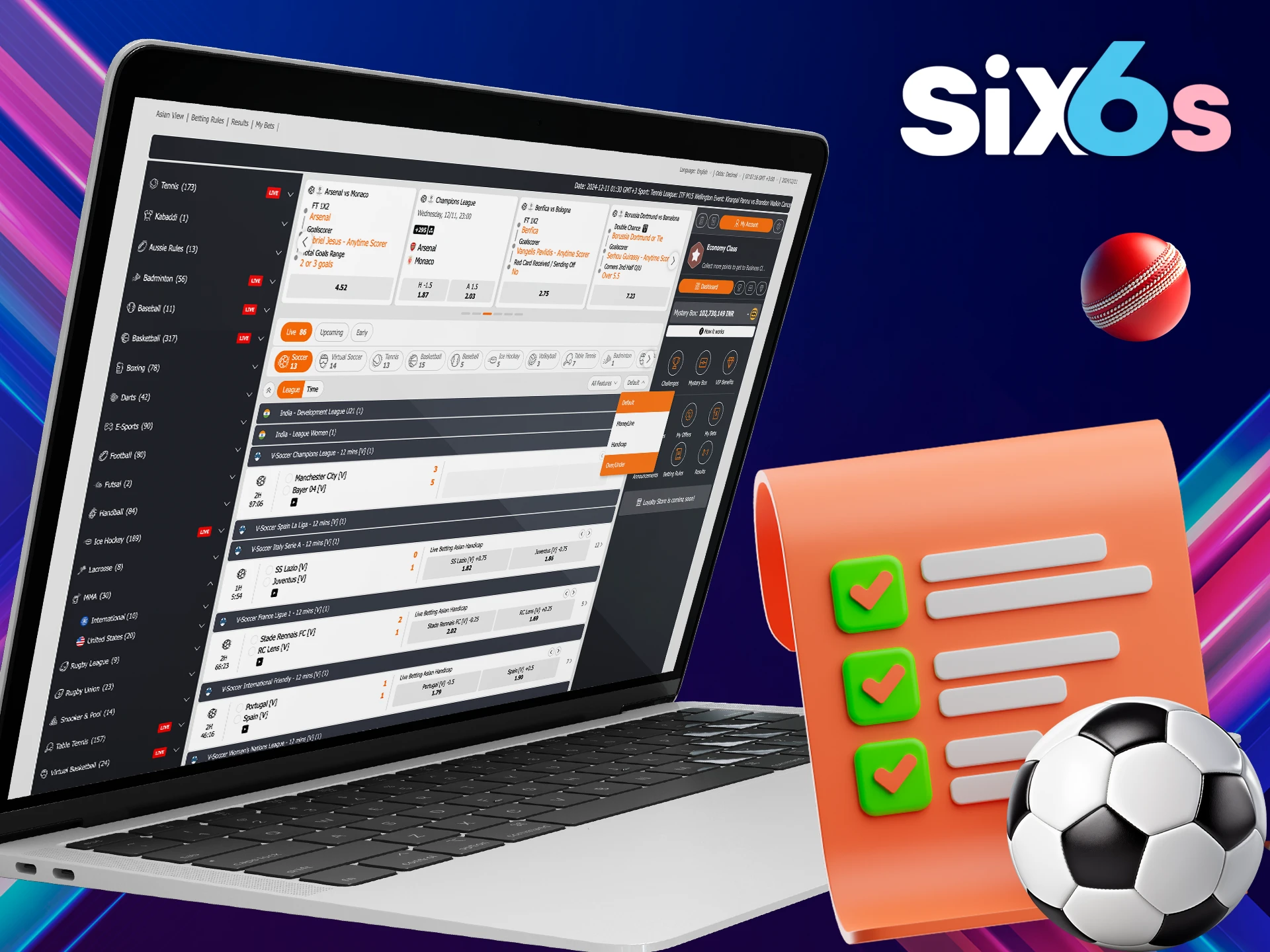 Find the right sports betting options for you at Six6s.