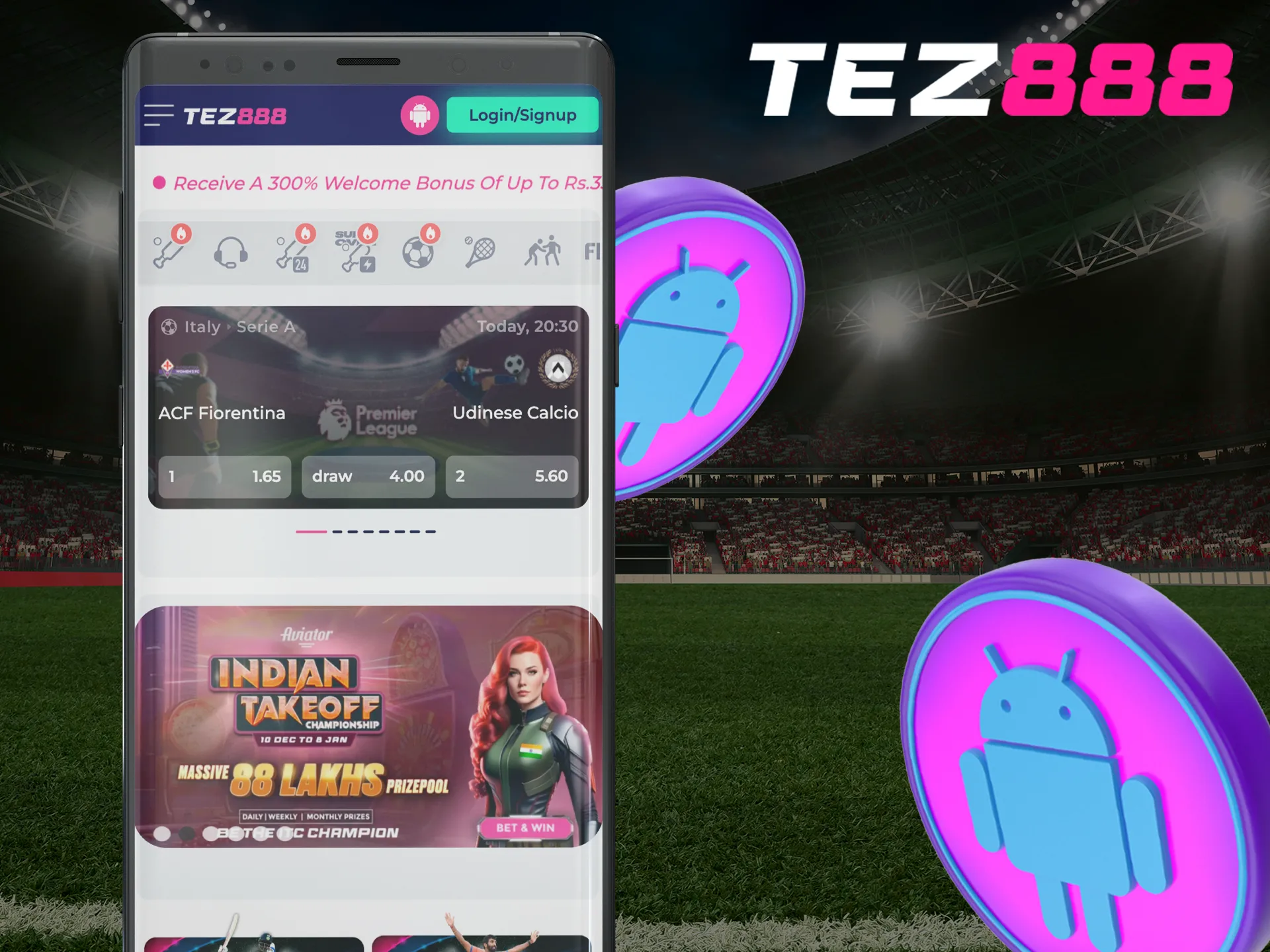 Place your bets in the handy Android app Tez888.