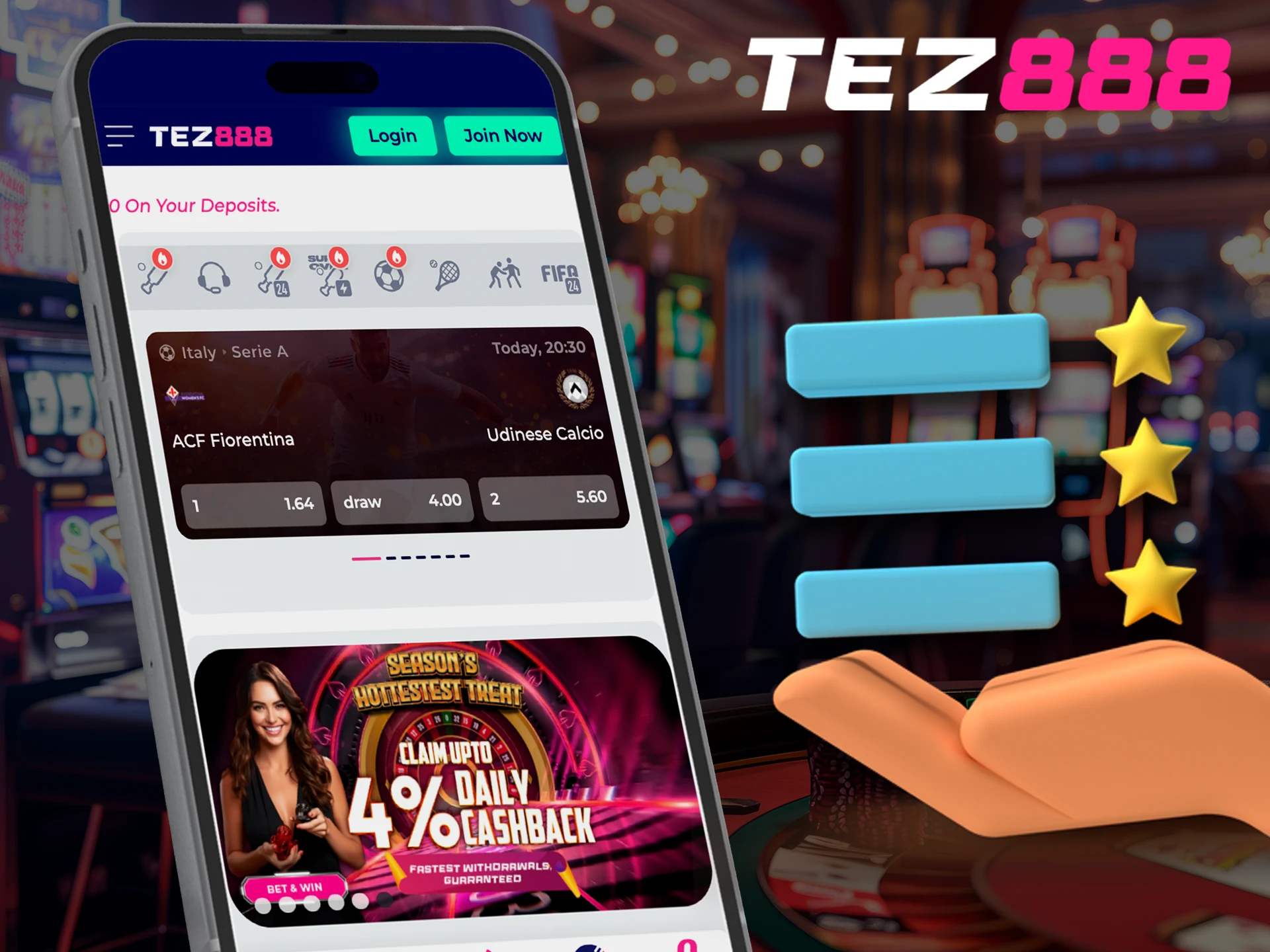 Find out about all the features of the Tez888 betting app.