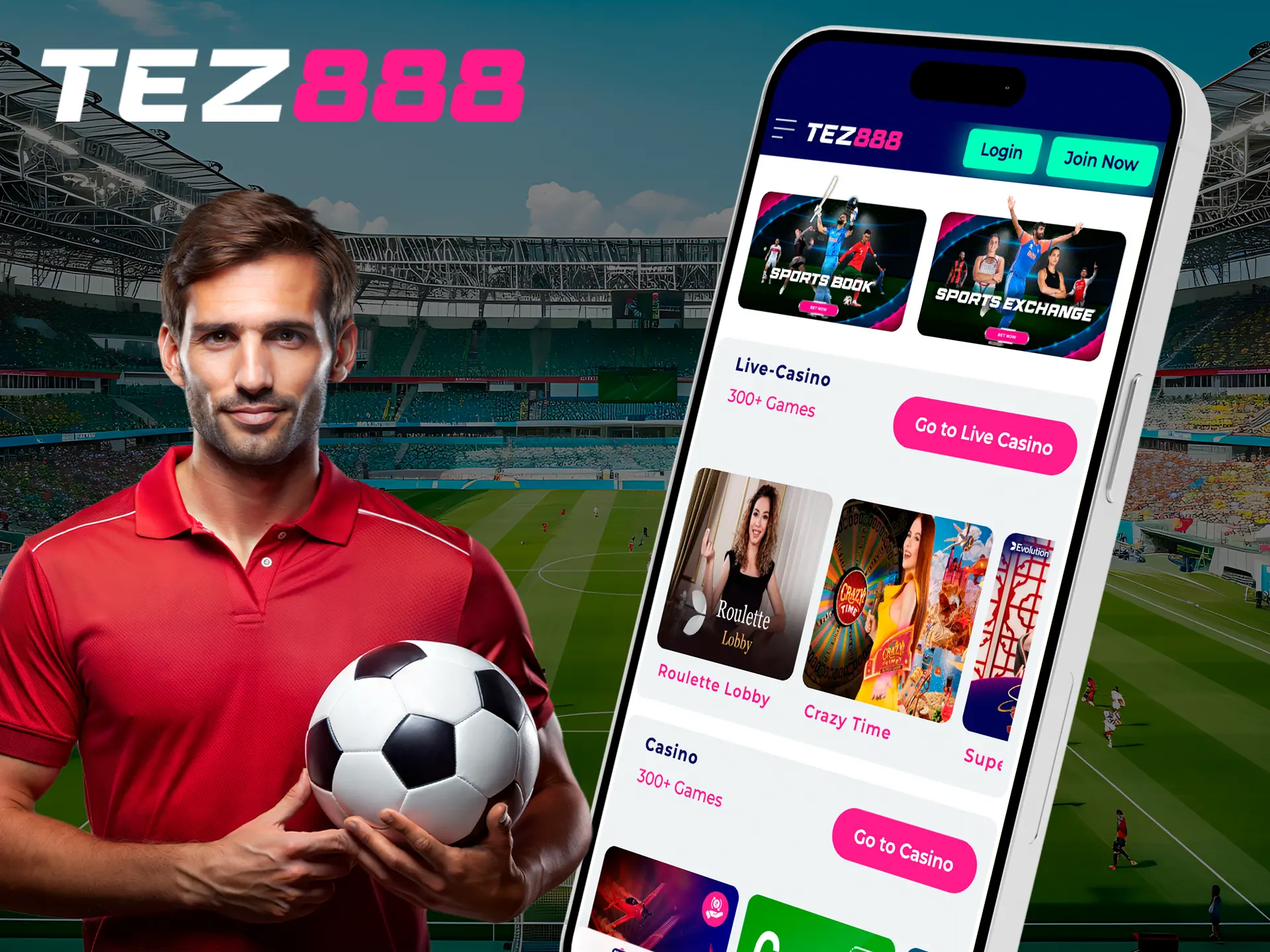 Predict the outcomes of soccer events in the Tez888 app.