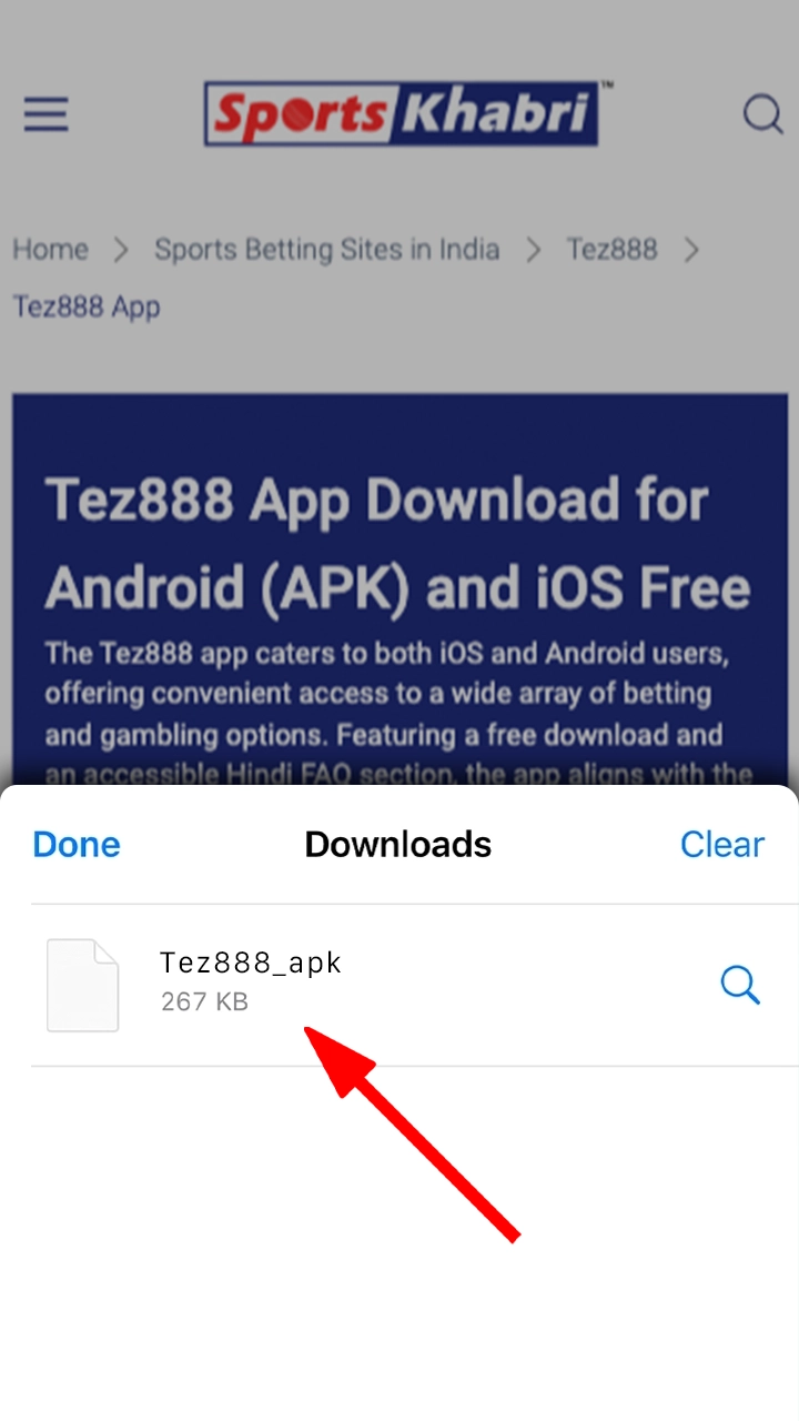 Open the downloaded files and install Tez888 app.