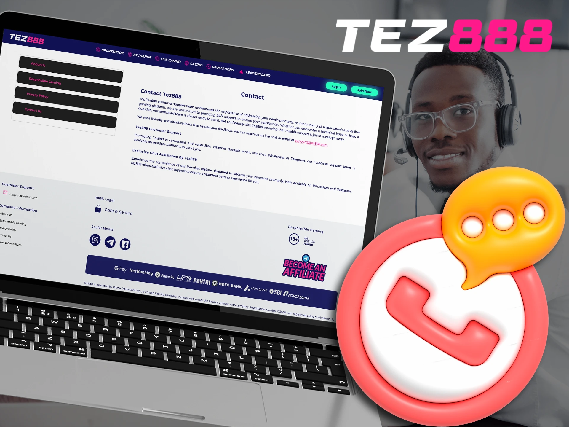 Contact support for Tez888 problems.