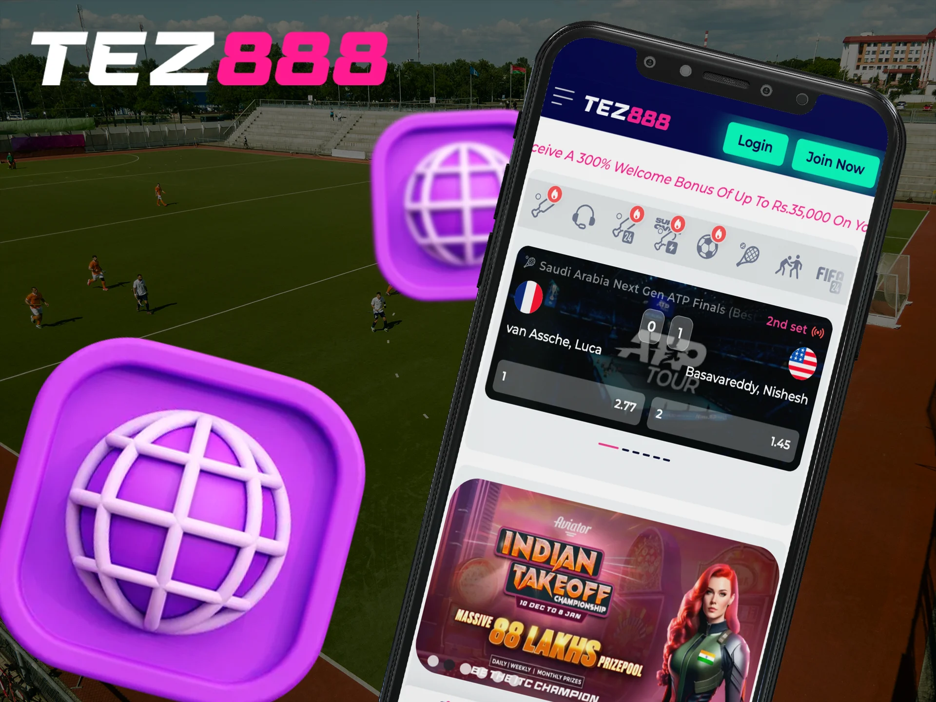 Use the mobile version of the site without installing the Tez888 app.