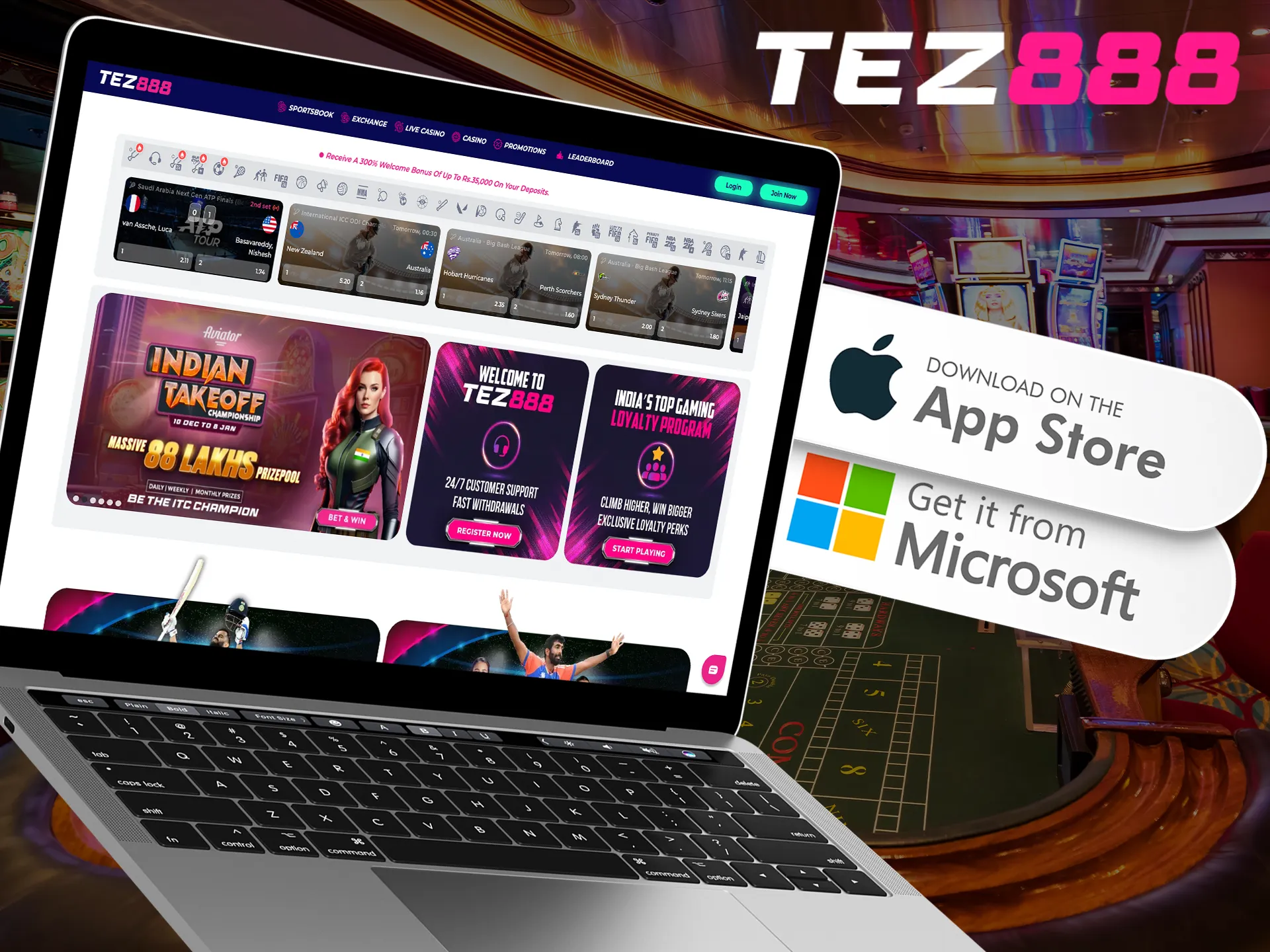 Install Tez888 on your PC for quick access to betting.