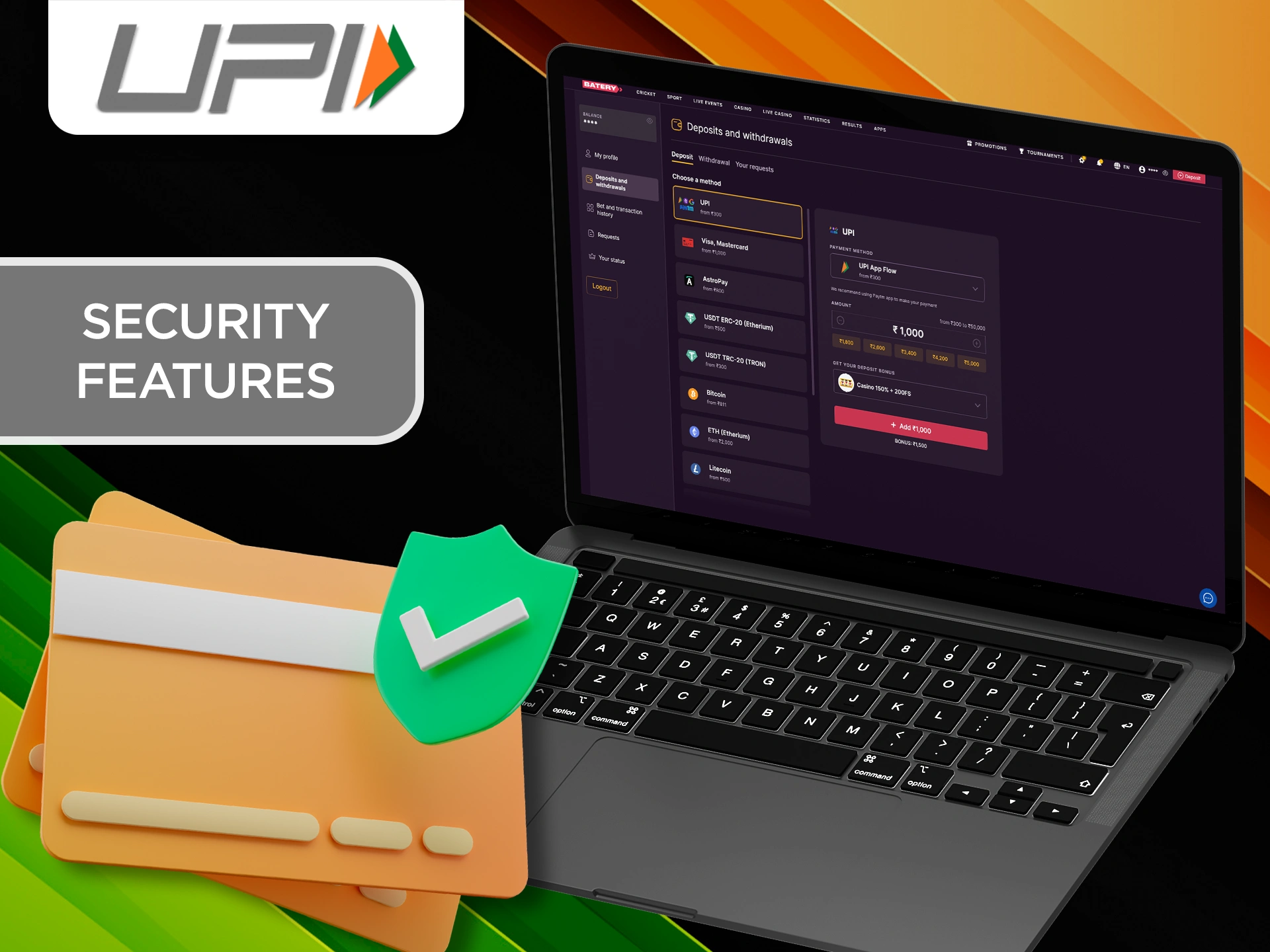 Fund your UPI account with the safest payment system.