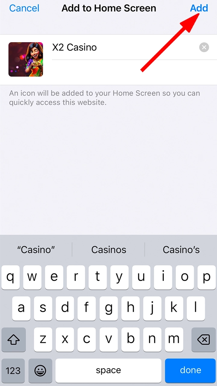 Edit the name and complete the installation of X2 Casino.