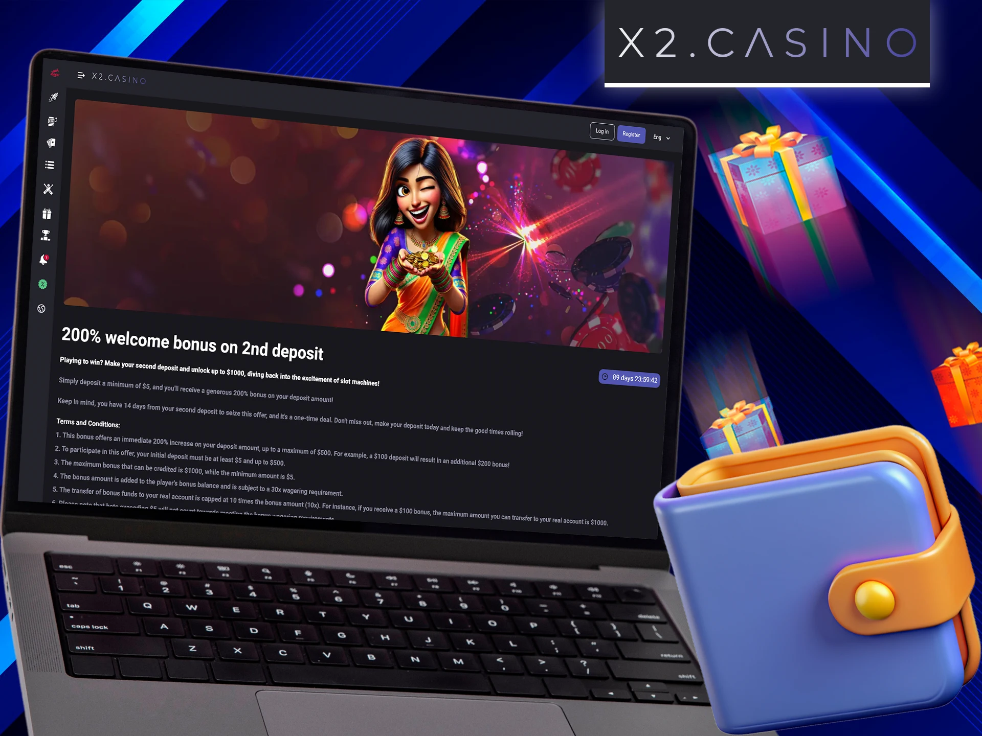 Claim your bonus by making a second deposit at X2 Casino.