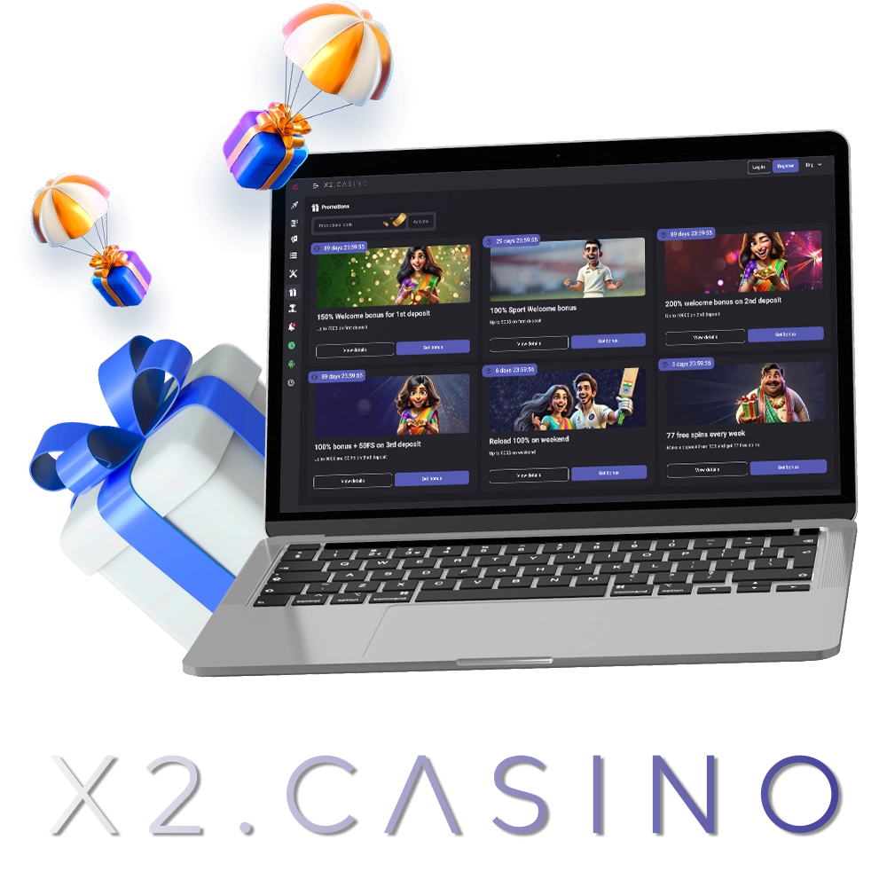 Check out the bonuses that X2 Casino offers you.