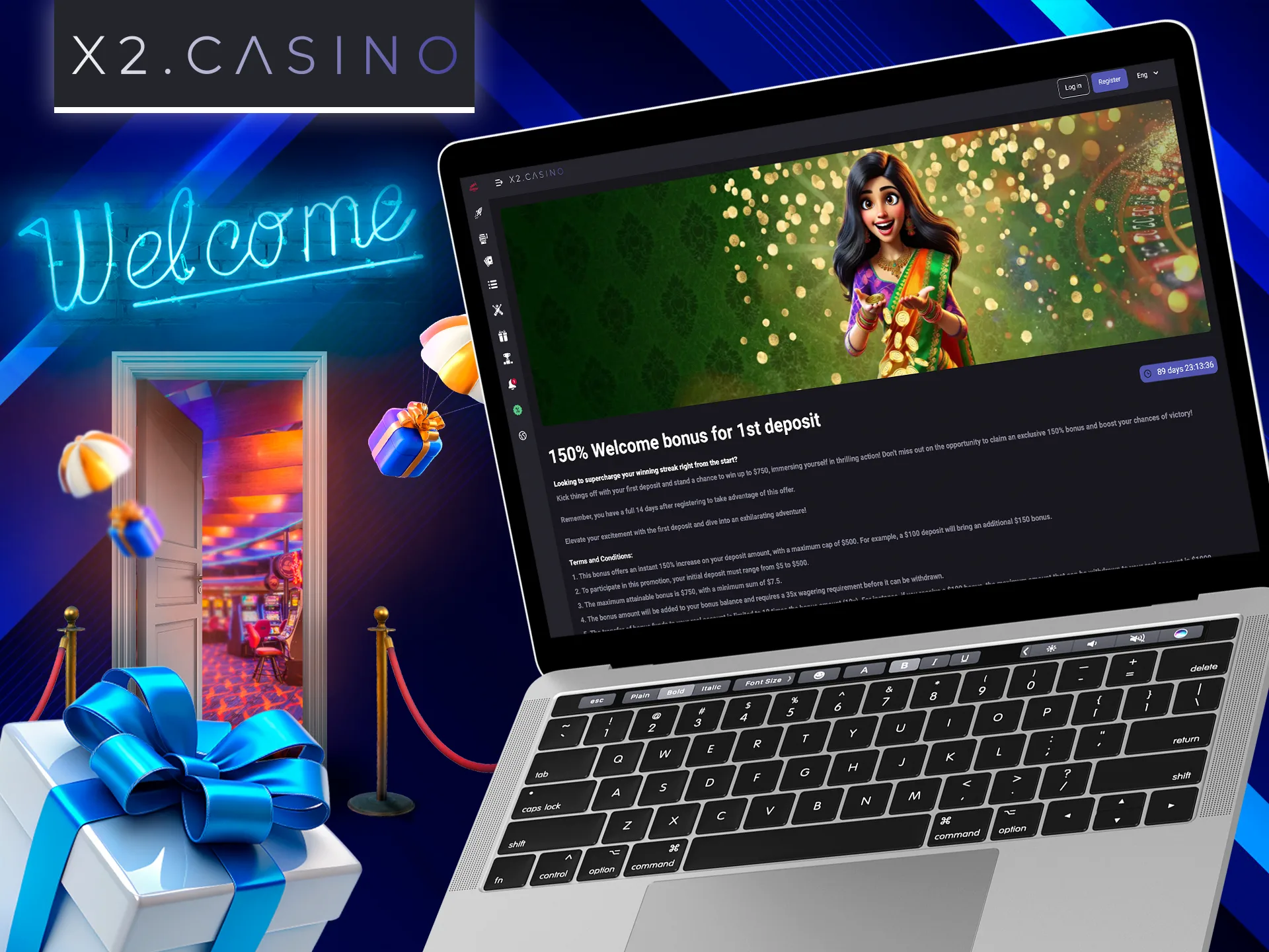 Get a welcome bonus after your first deposit at X2 Casino.