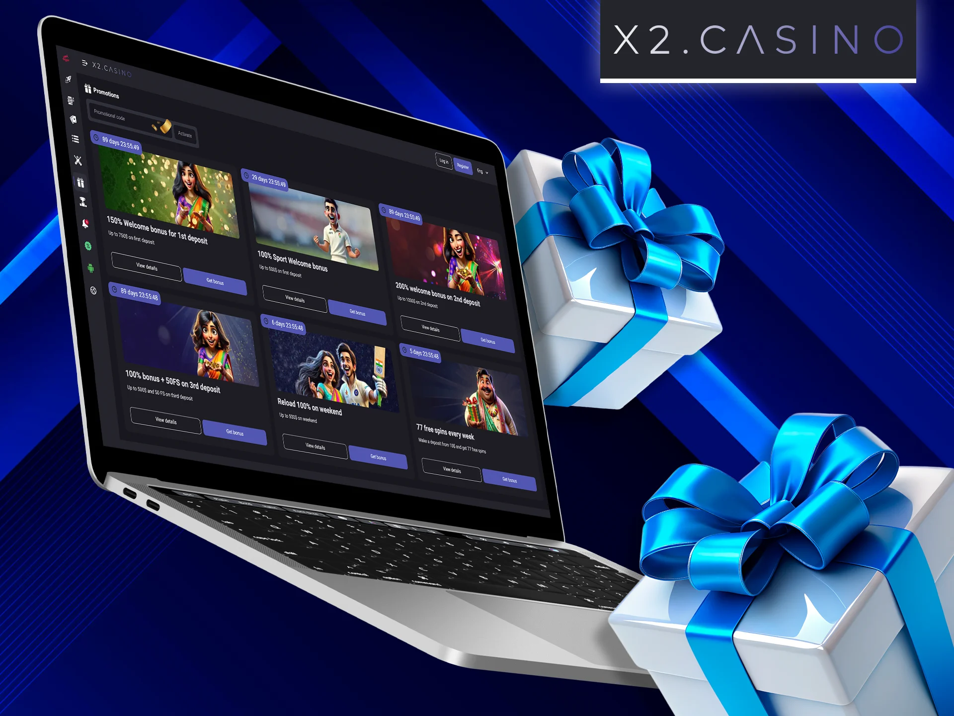 Get bonuses from X2 Casino to start betting well.