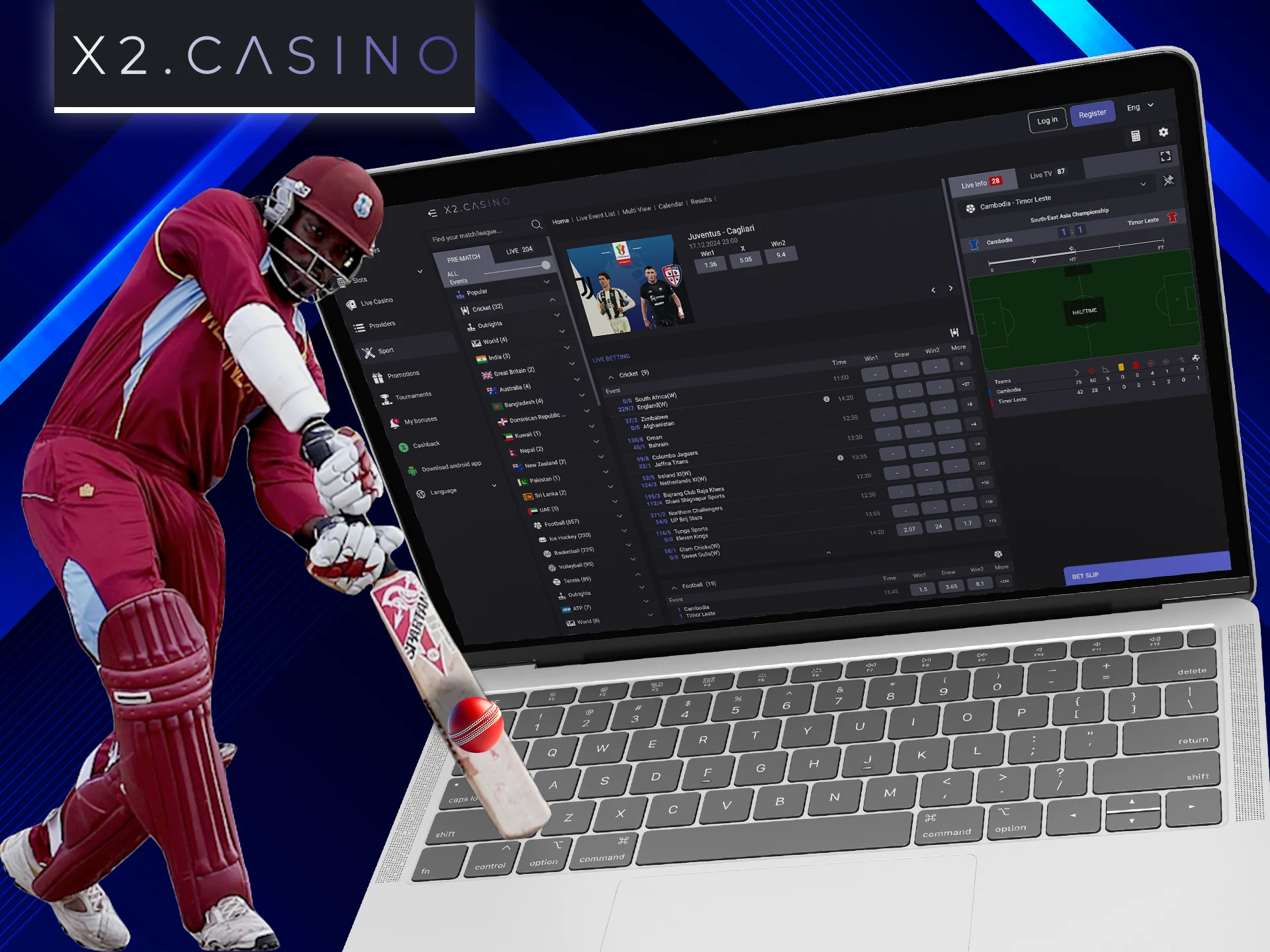 Bet on your favorite cricket teams using X2 Casino.