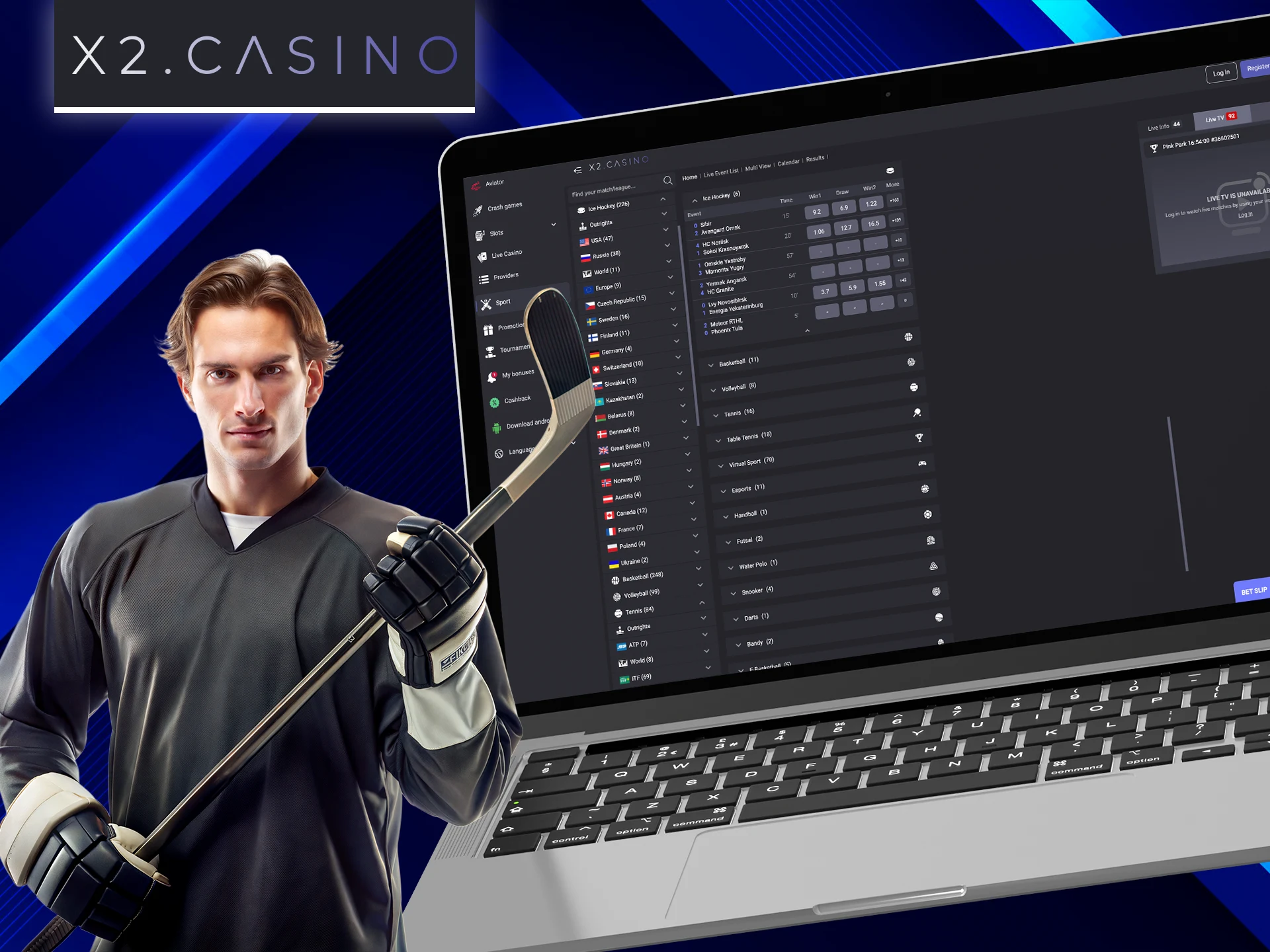 Pick your favorite hockey team and win at X2 Casino.