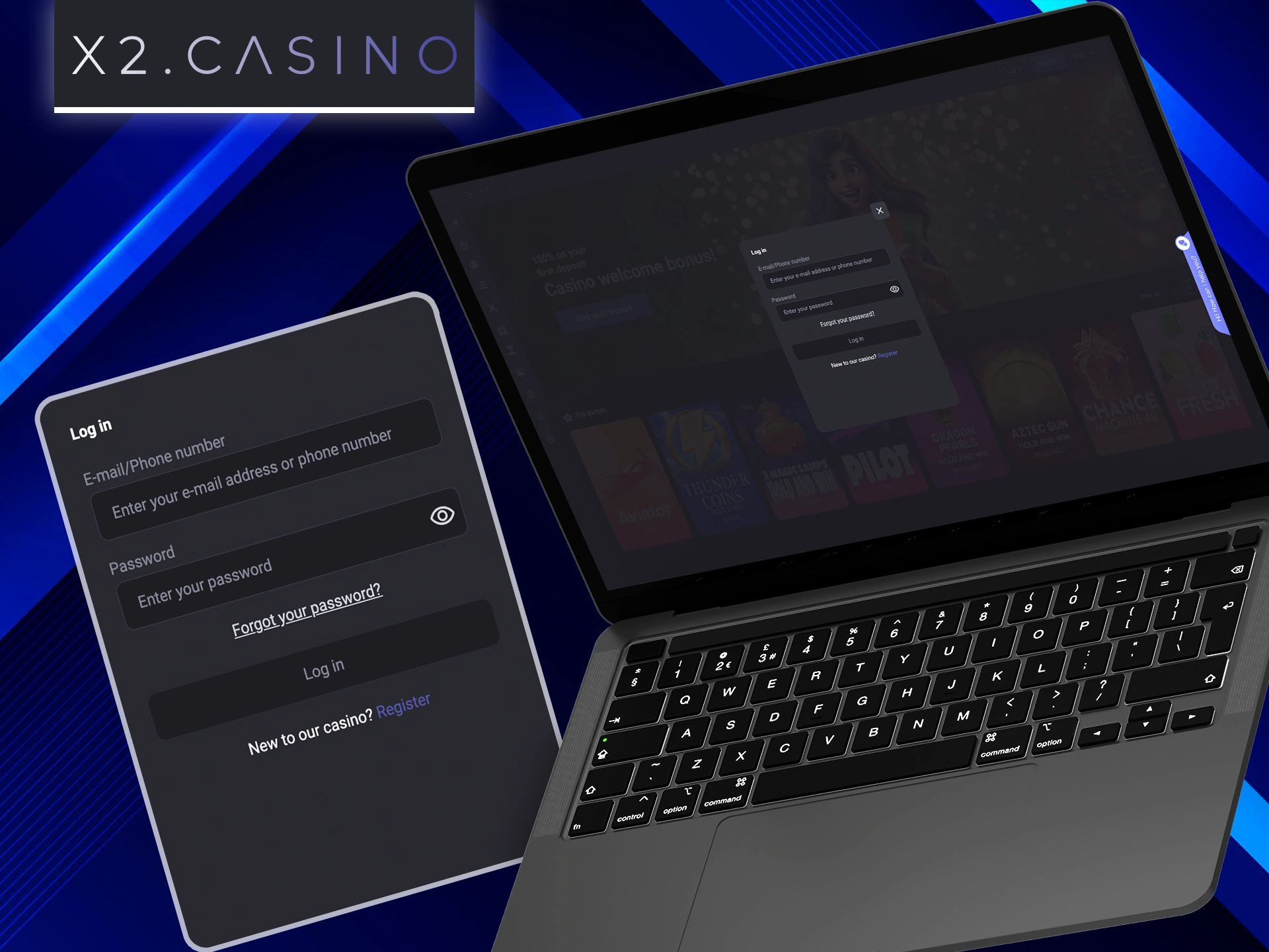 Start betting at X2 Casino after logging into your account.