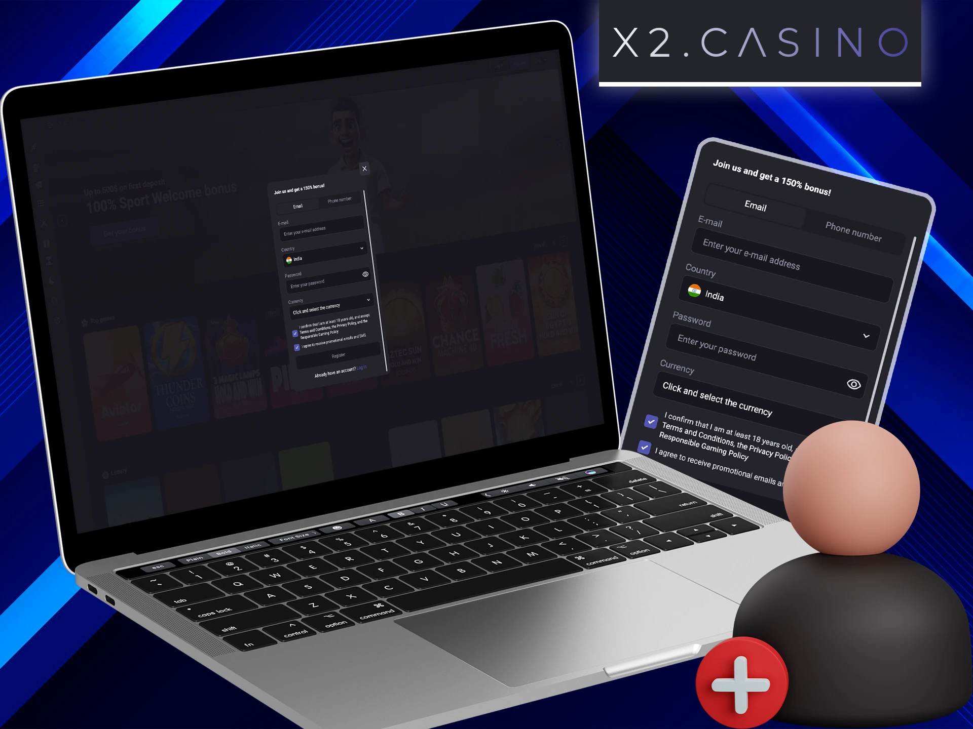 Learn how to properly register an account at X2 Casino.