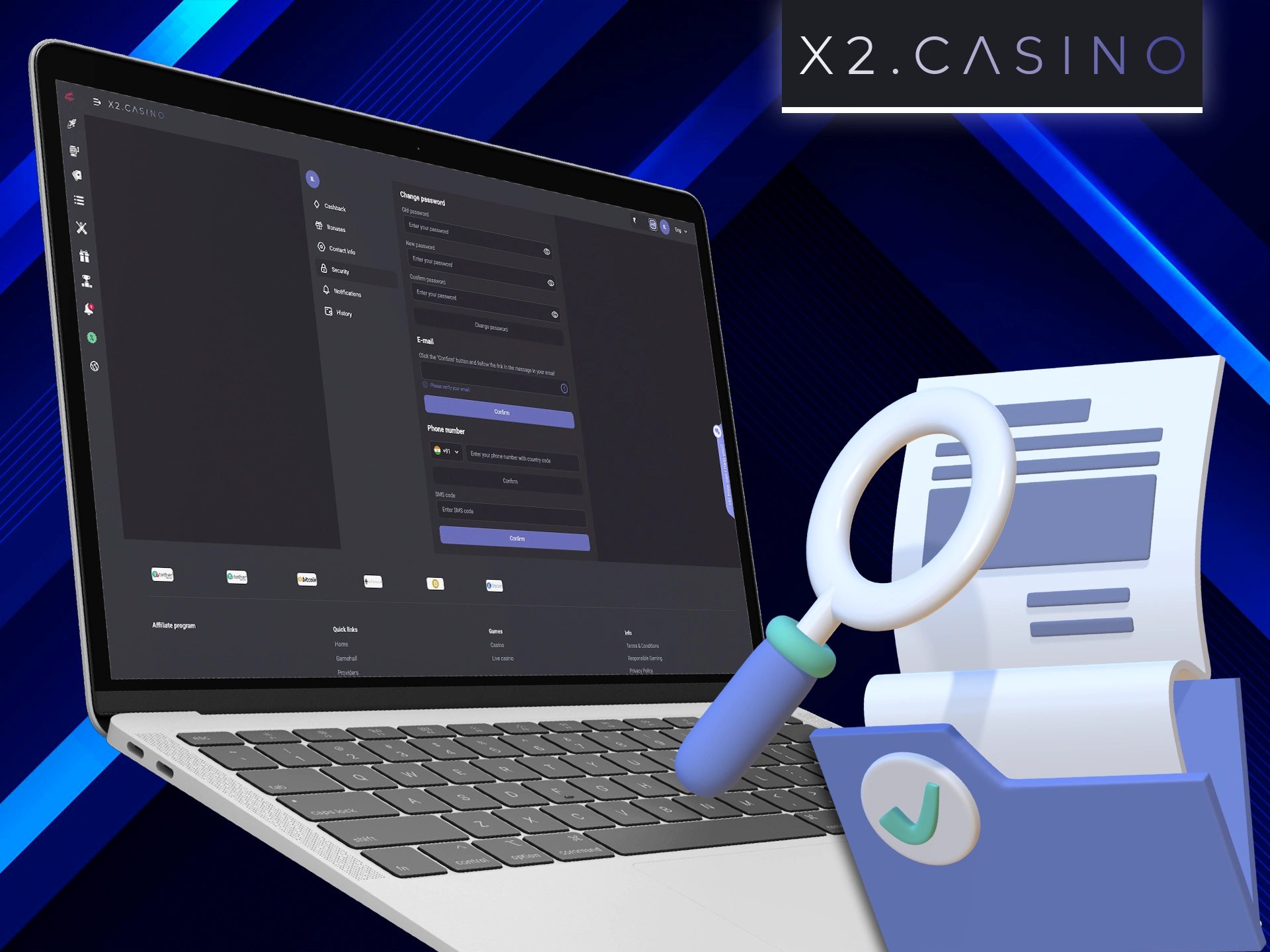 Verify the necessary documents to start betting at X2 Casino.