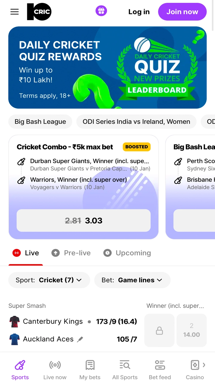 Bet on your favorite teams and win with 10Cric.