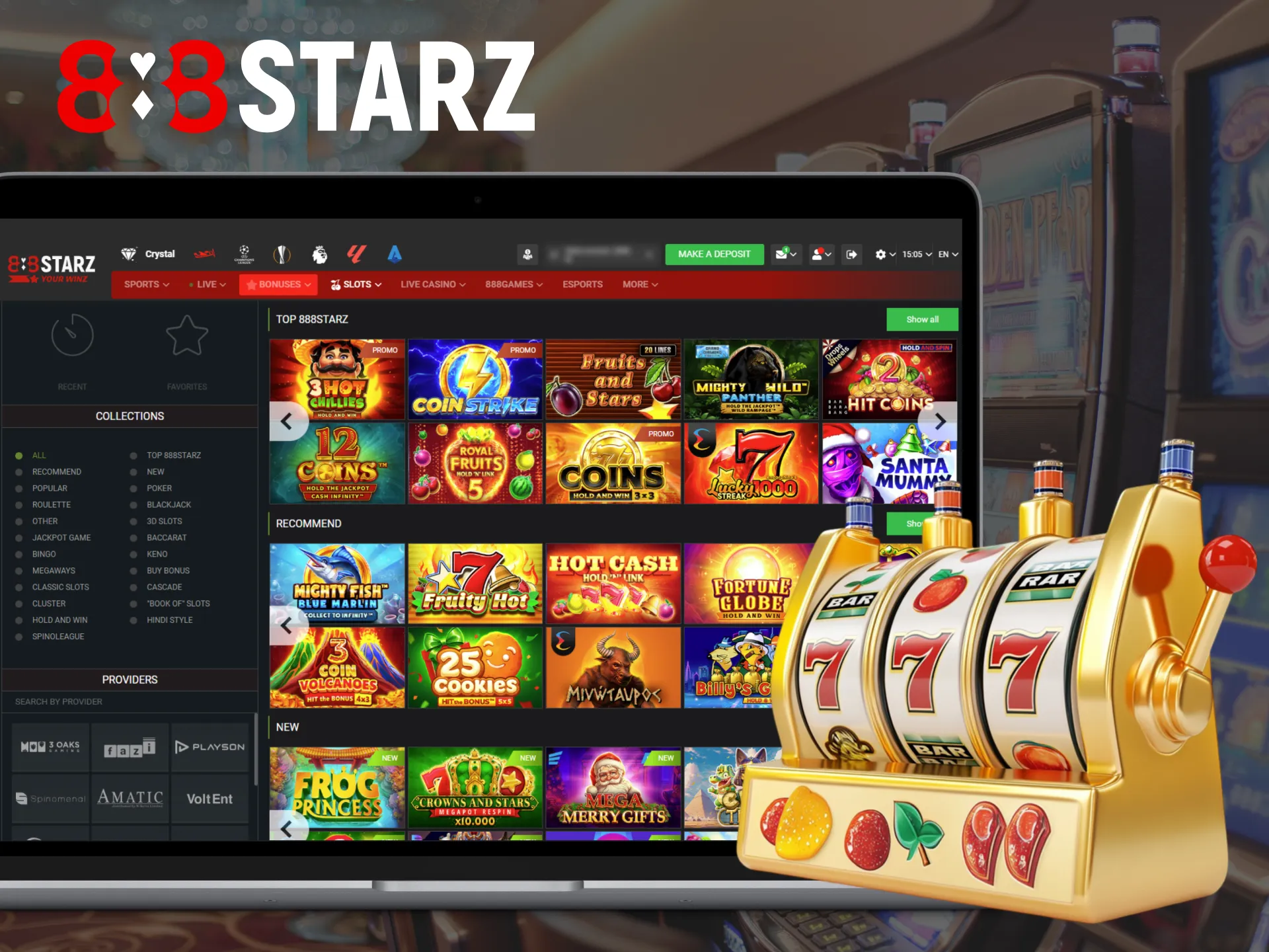 888Starz provides a comprehensive range of slot games.