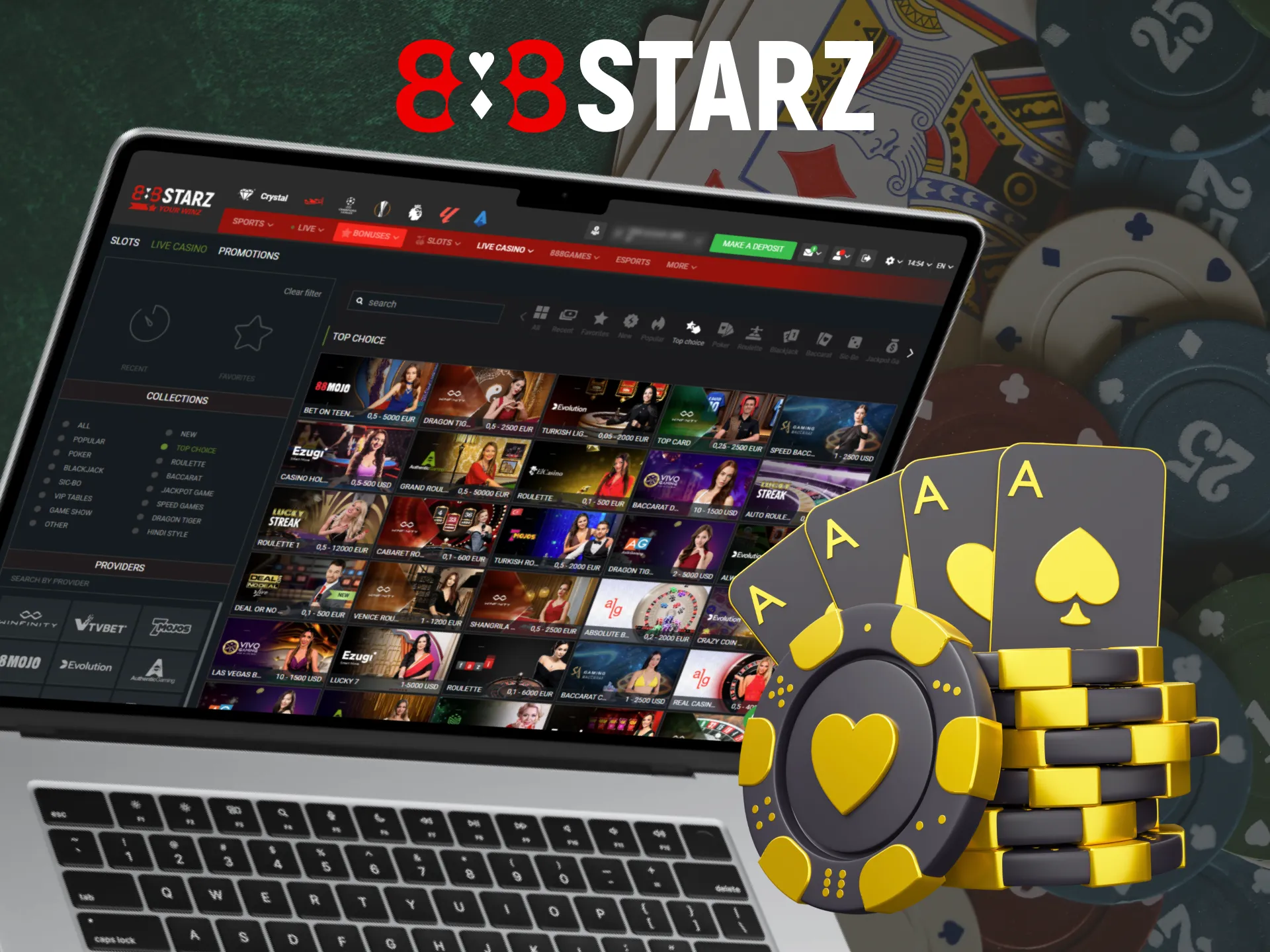 888Starz provides a diverse range of online casino games.