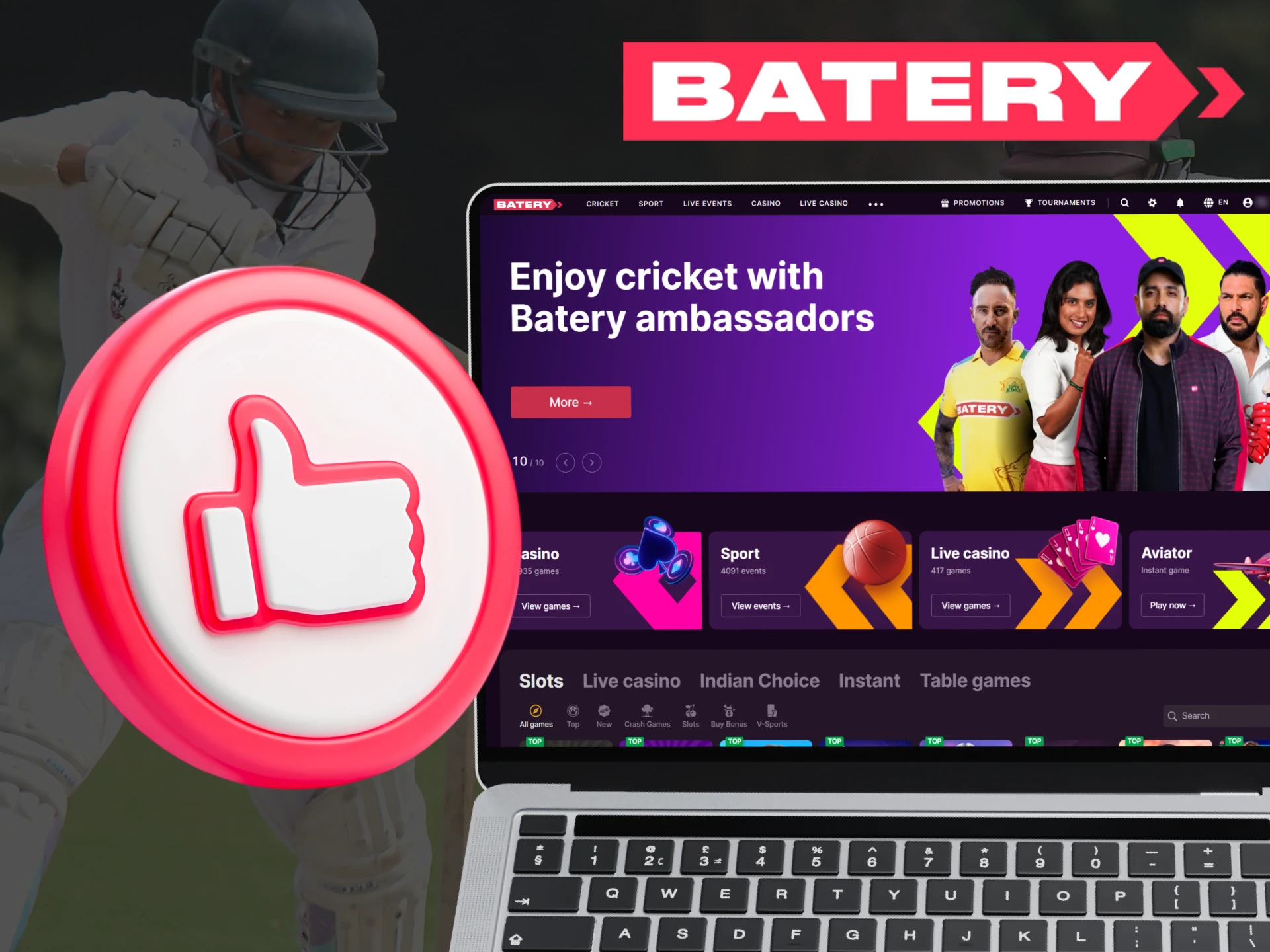 Start betting on sports in India with Batery and win big.