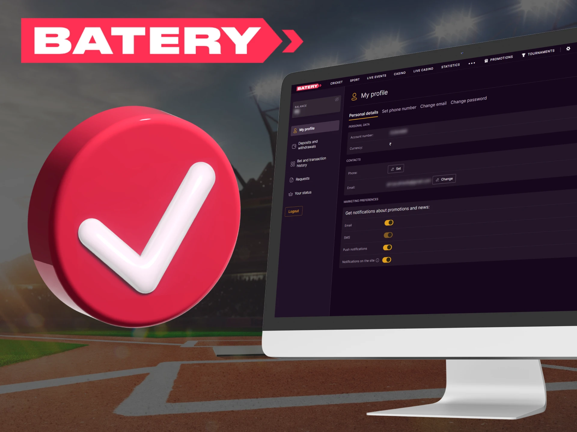 Verify your Batery account to use the full range of the platform possibilities.