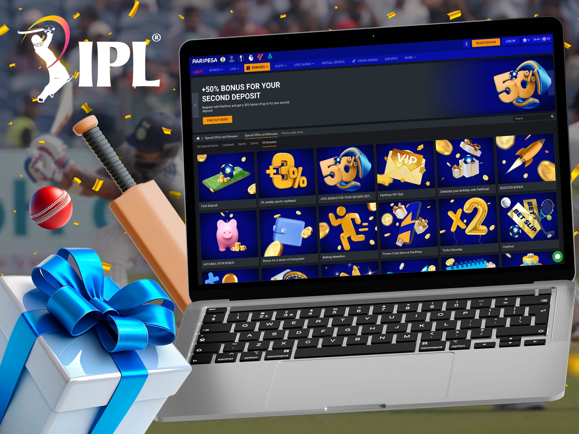 Get bonuses to start betting on the IPL cricket tournament.