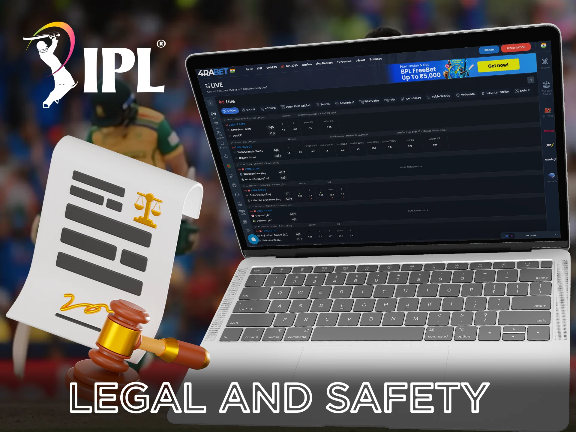 Use trusted and legal bookmakers for betting on IPL.