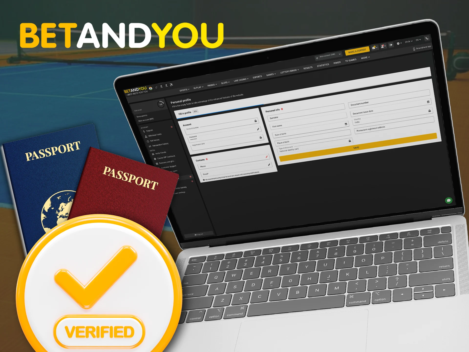 Confirm personal information in your Betandyou account to start betting.