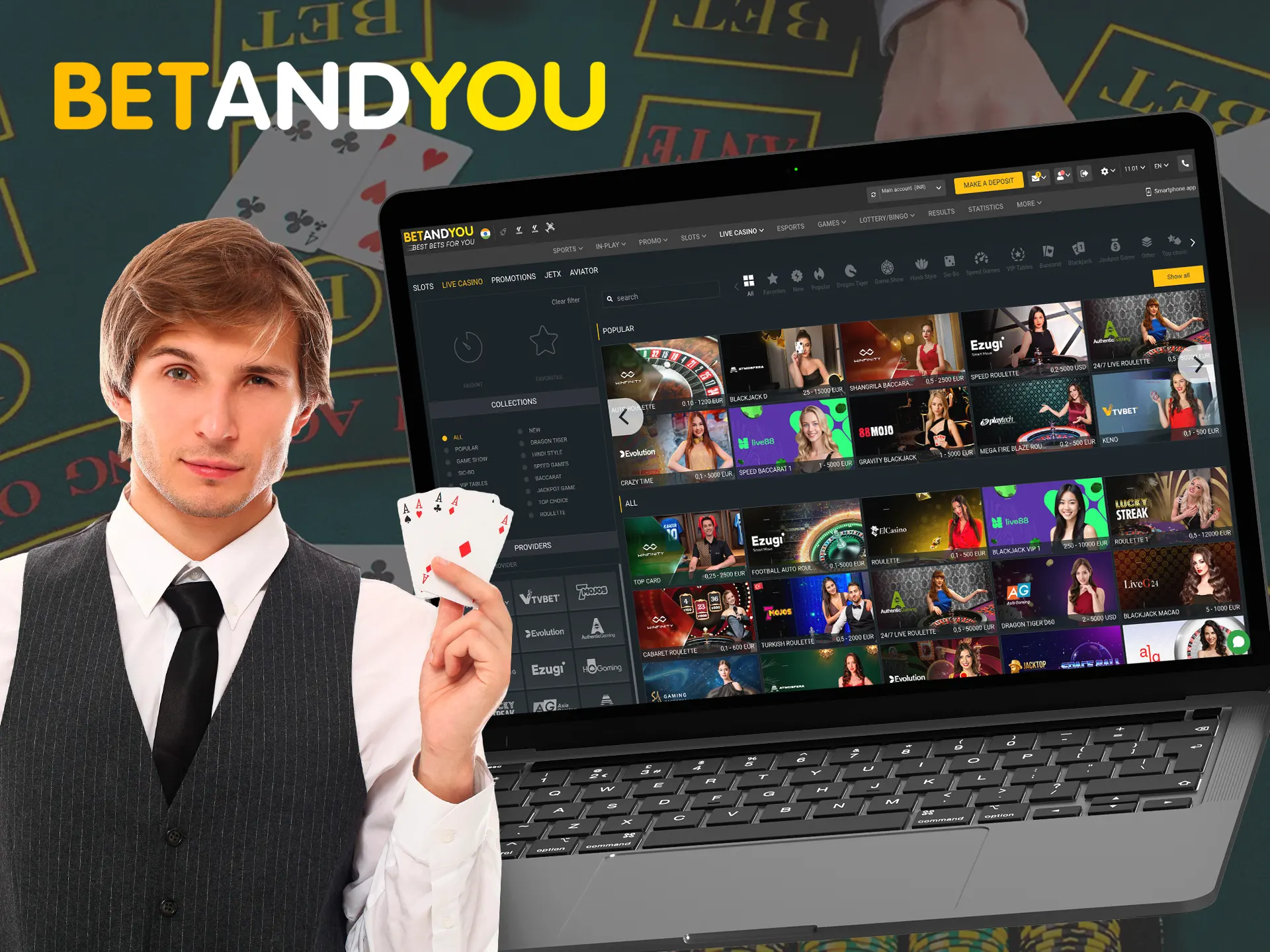 Win playing live dealer casino games at Betandyou.