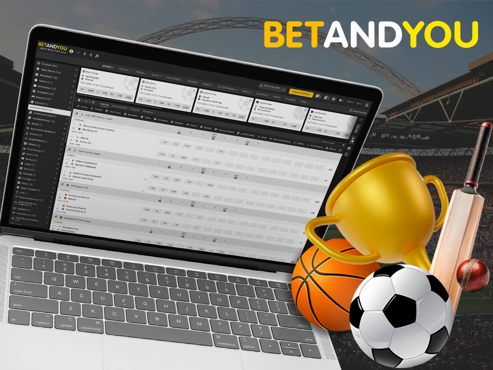 Bet on your favorite teams in the sports section at Betandyou.