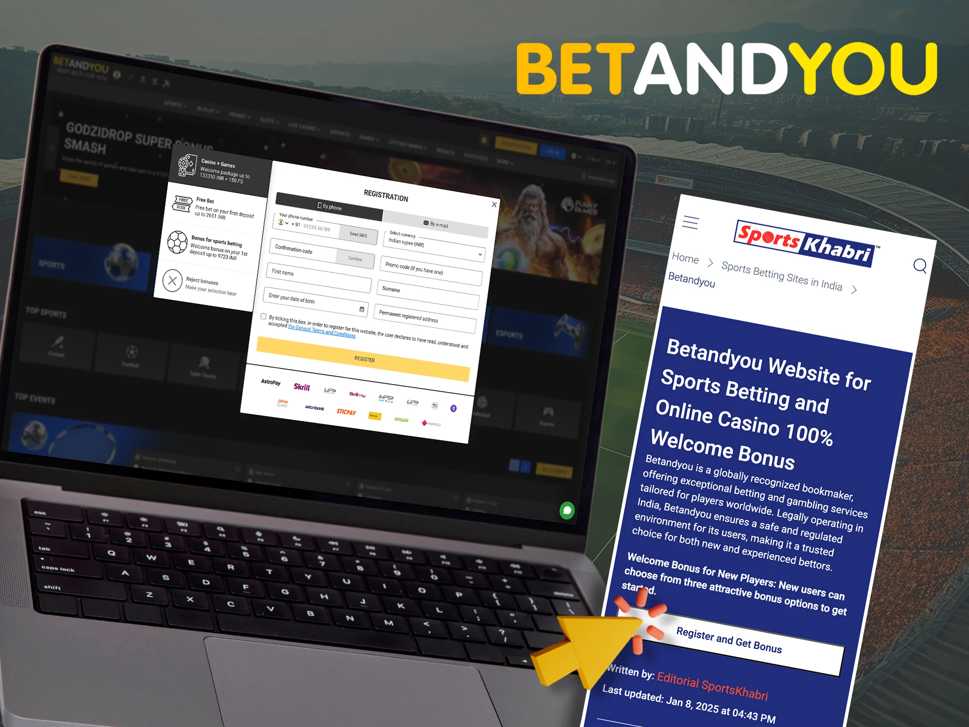 Create an account with Betandyou using the secure link from sportskhabri.