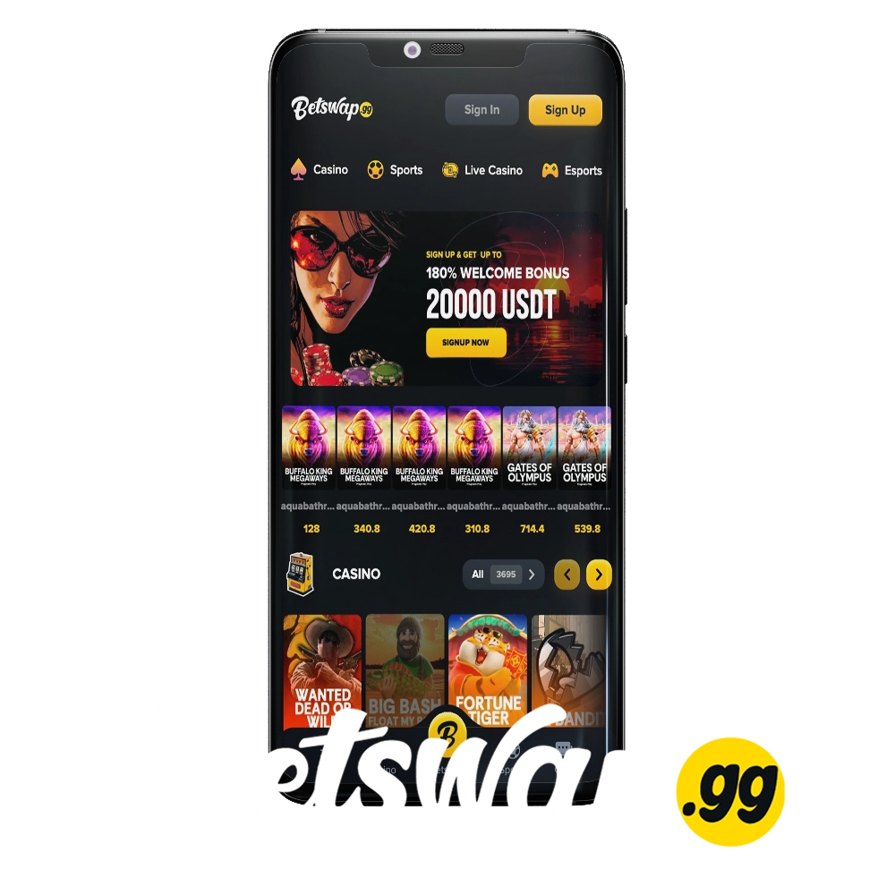 Place your sports and casino bets in the convenient Betswap gg app.