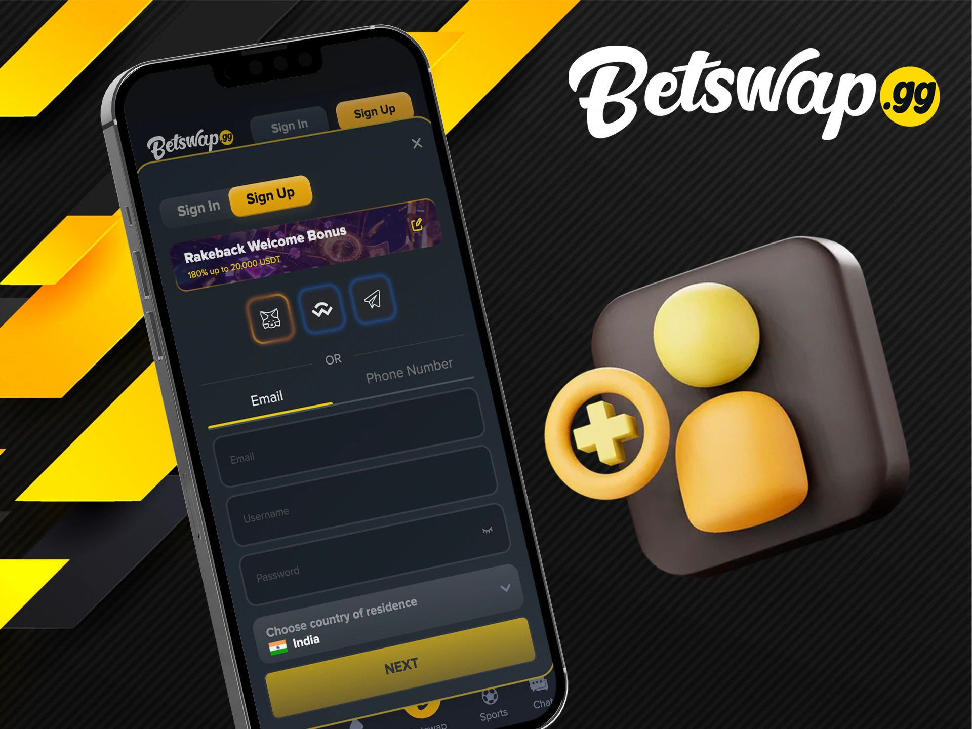 Learn how to use the app to create an account with Betswap gg.