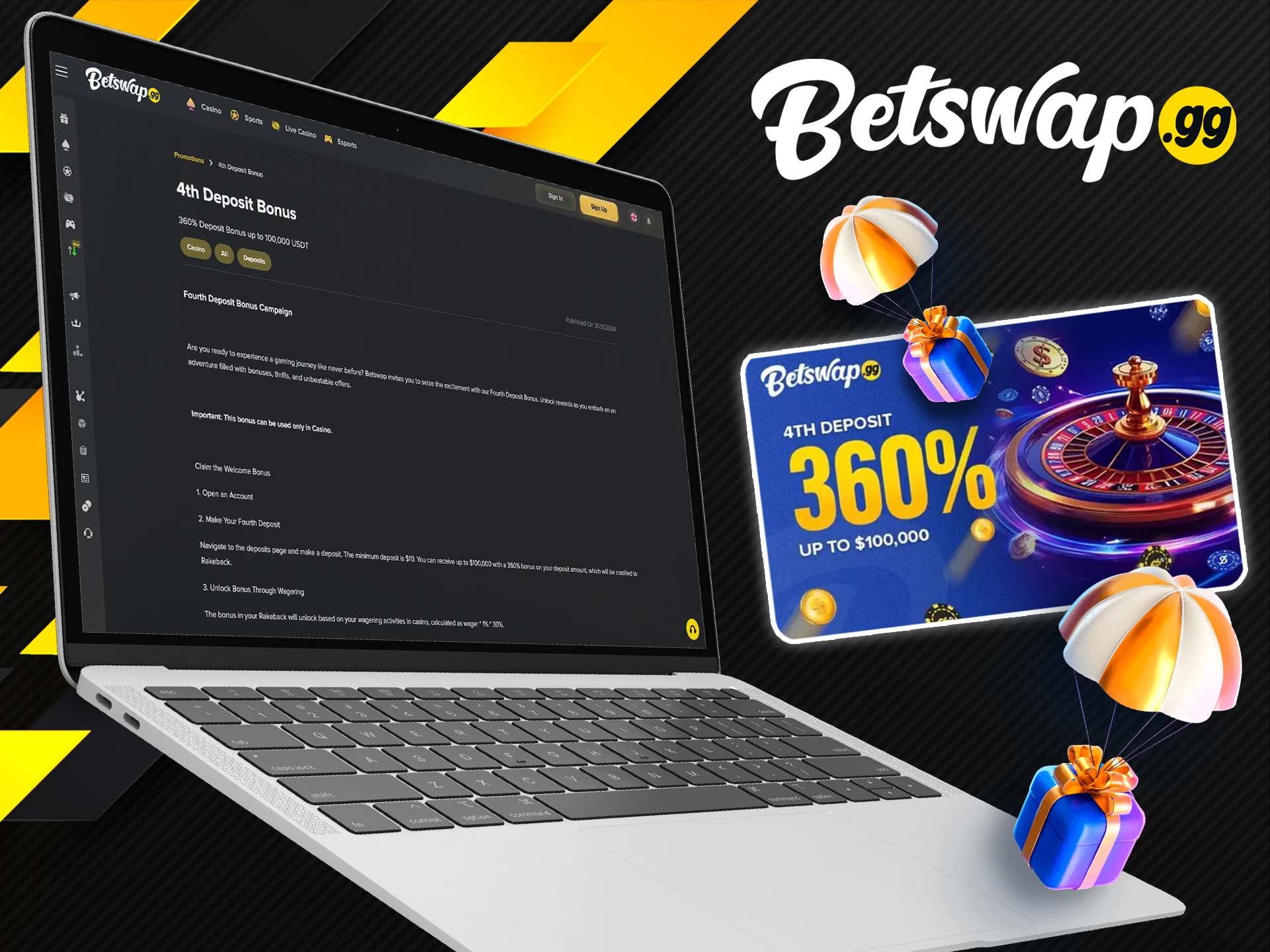 Take extra money after your 4th deposit from Betswap gg.