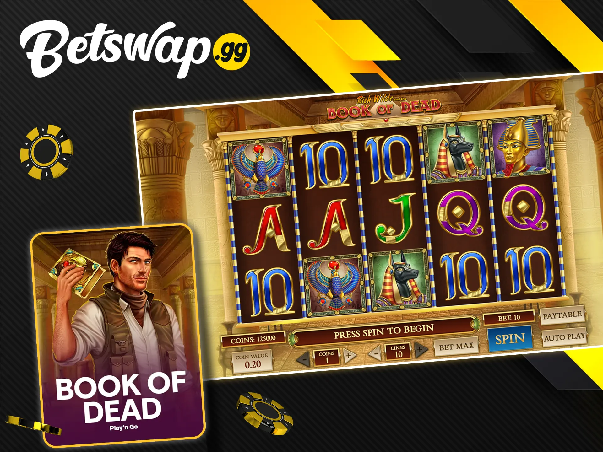 Find out more about the Book of Dead game at Betswap gg.