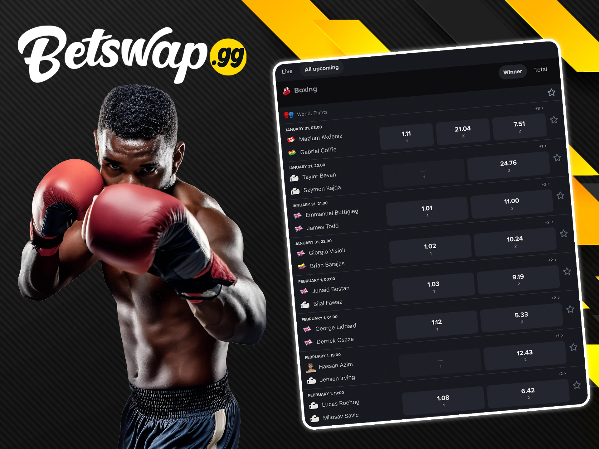 Multiply your deposit by betting on boxing at Betswap gg.