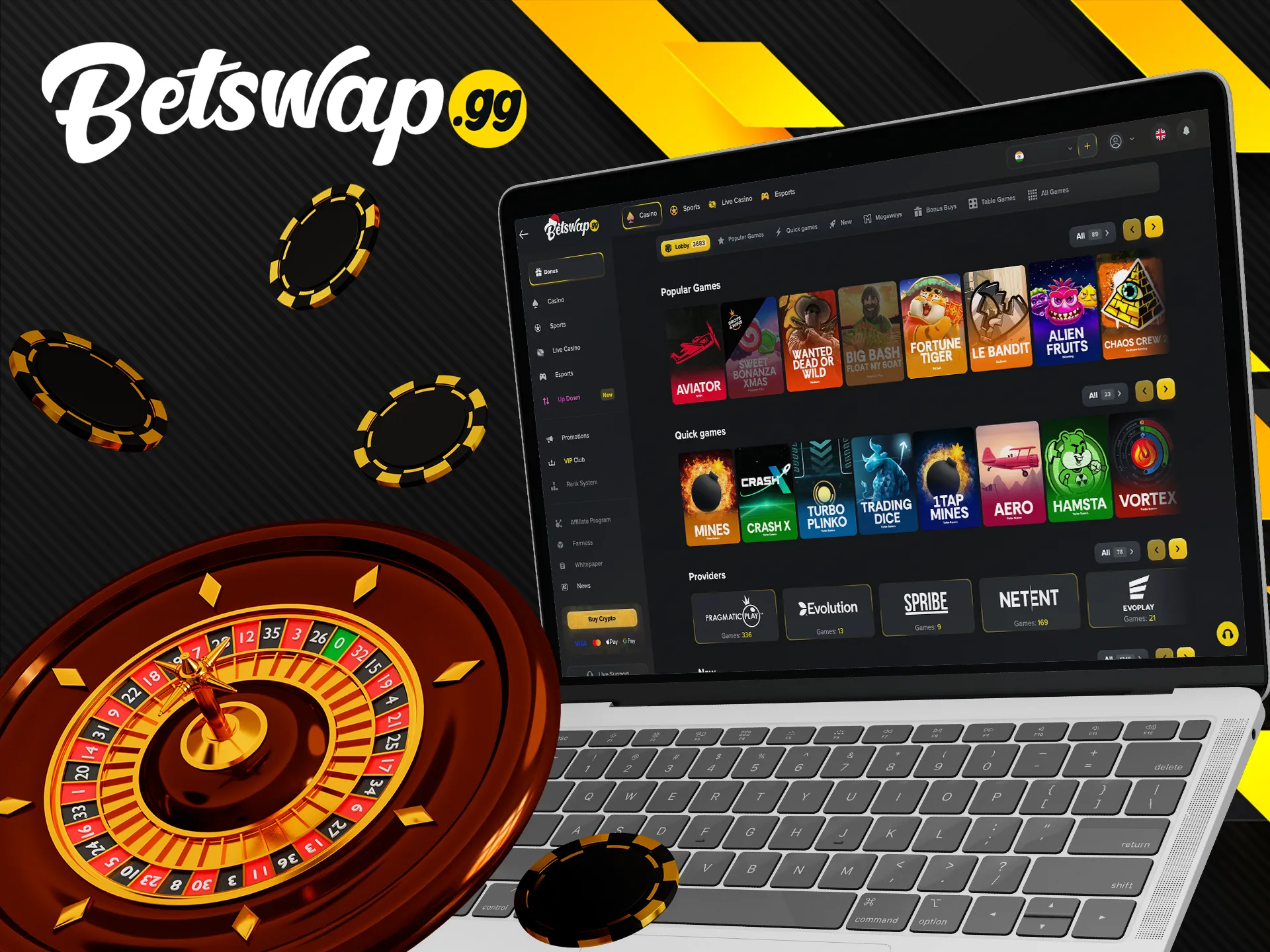 Go to the Betswap gg casino section and find your favourite games.