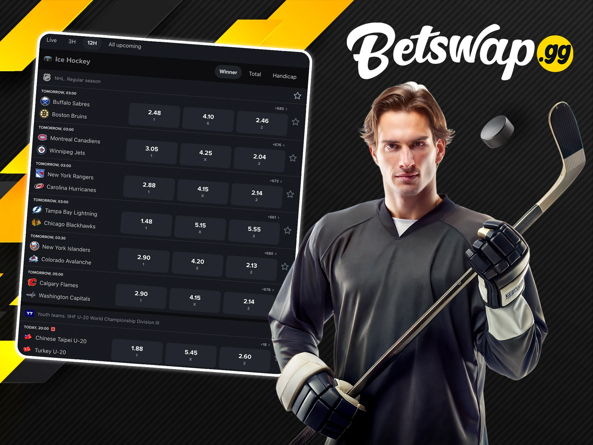 Don't miss important tournaments for hockey betting at Betswap gg.