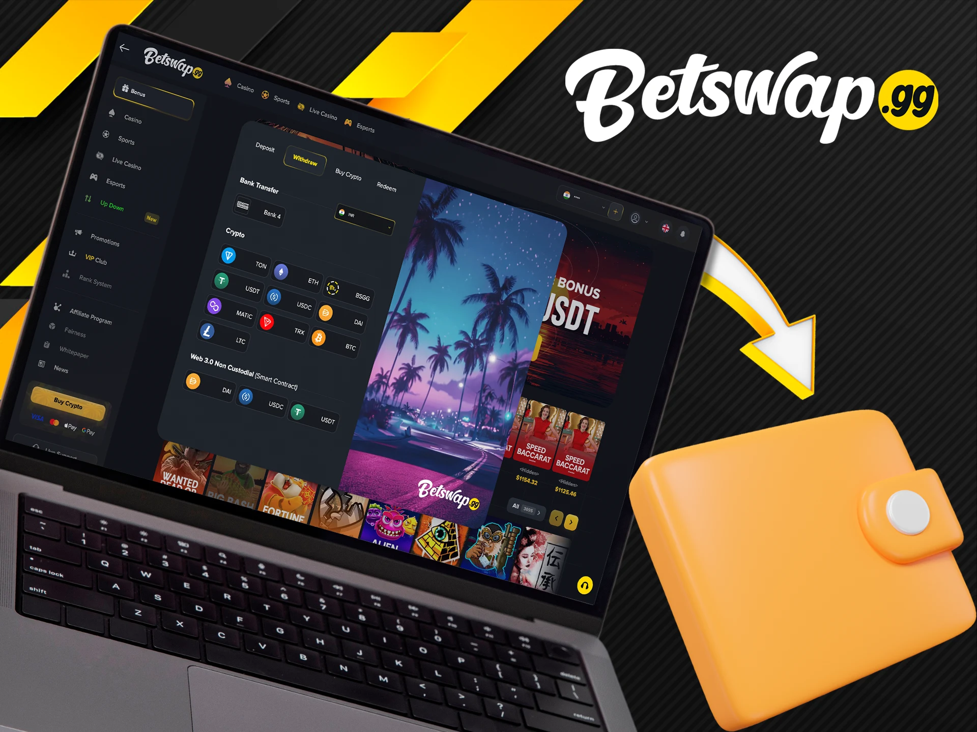 Instantly receive your winnings into a convenient account at Betswap gg.