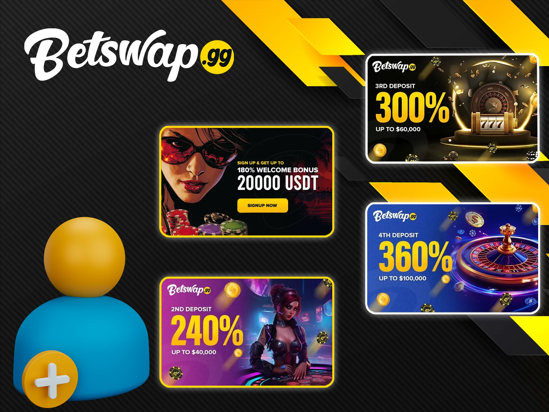 Get welcome bonuses after signing up at Betswap gg.