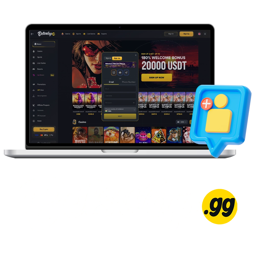 Create a personal account at Betswap gg to start betting.