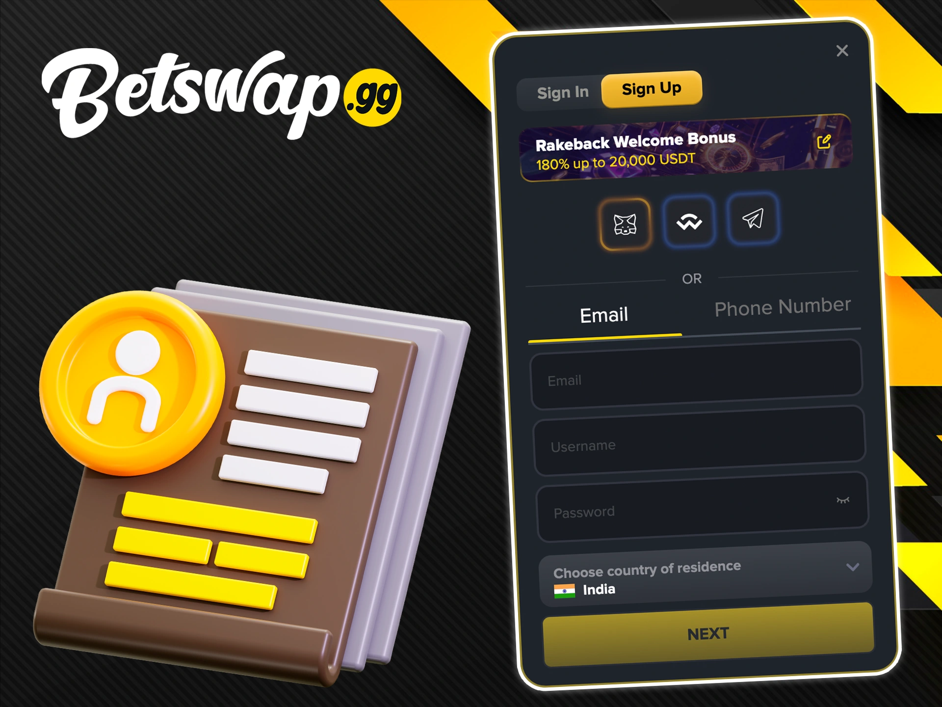 Use the tutorial for easy account registration at Betswap gg.