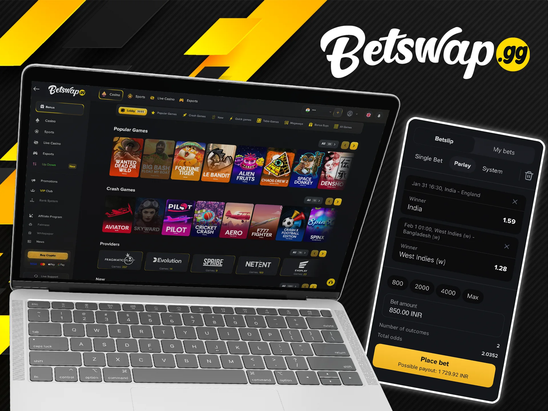 Start betting on sports and casino after signing up at Betswap gg.